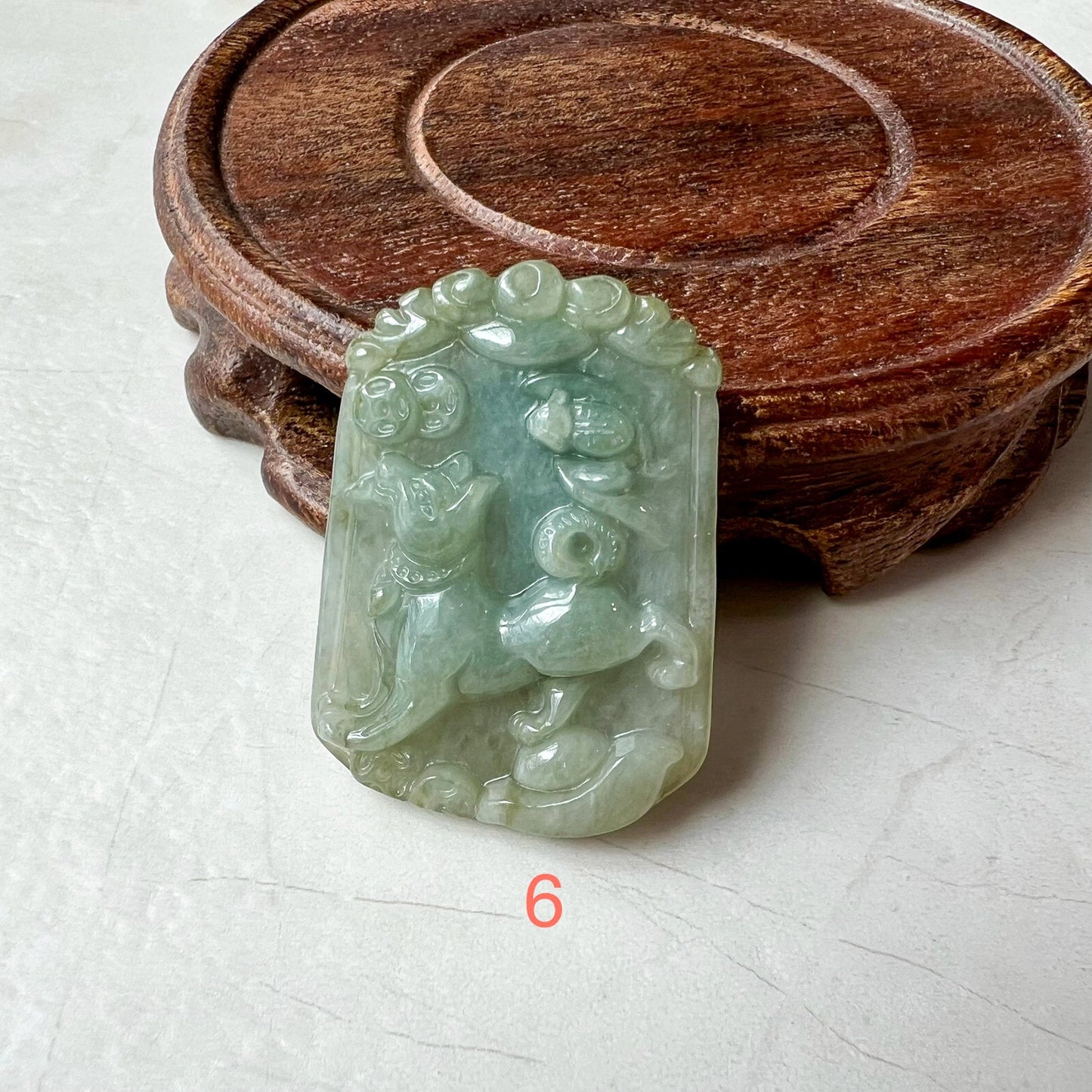 Lucky Dog Jade Pendant, Jadeite Jade Dog Chinese Zodiac Carved Pendant Necklace, LJ-1221-1719946762