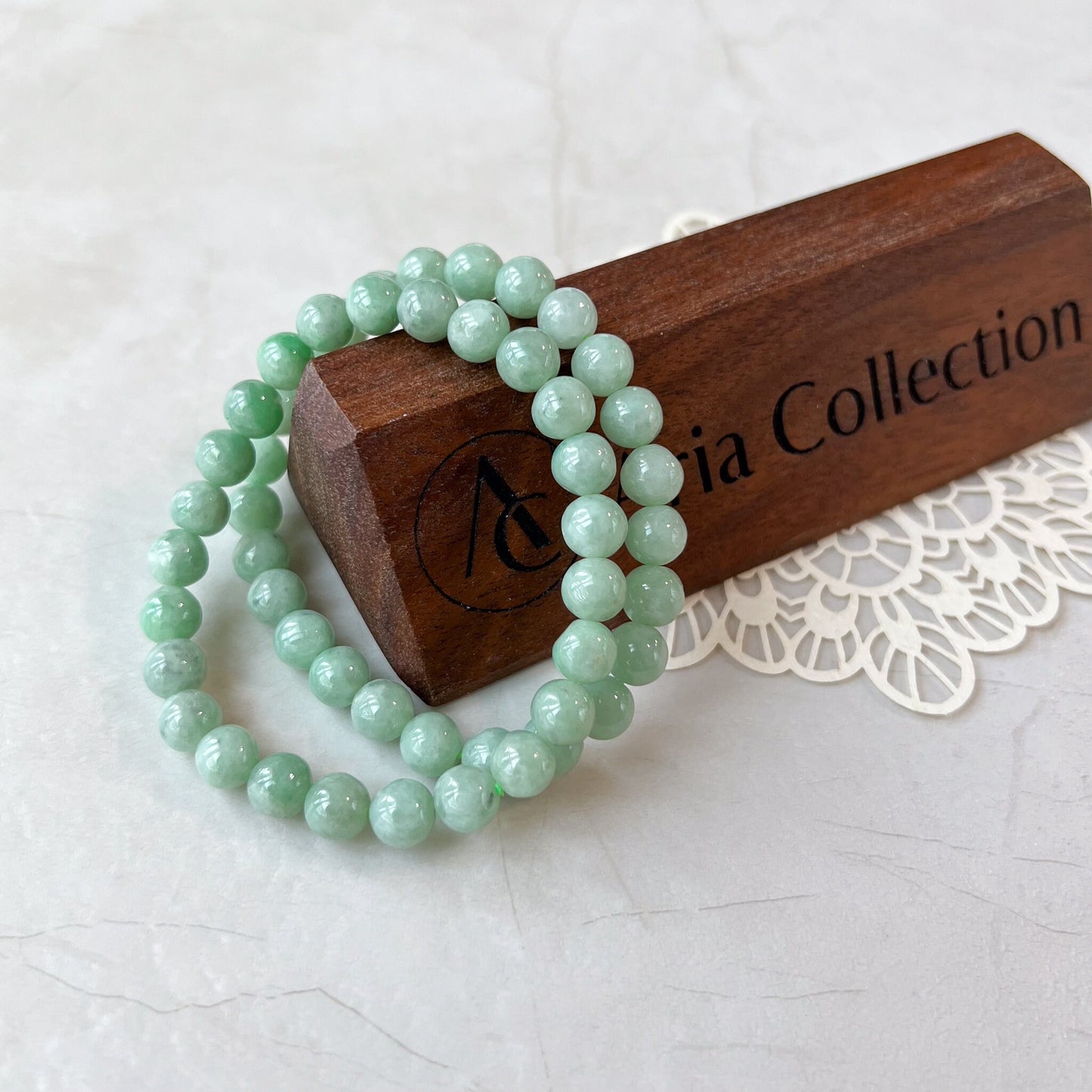 7.2 mm Light Green Natural Jadeite Jade Small Beaded Bracelet, CAR-0424-1719975692