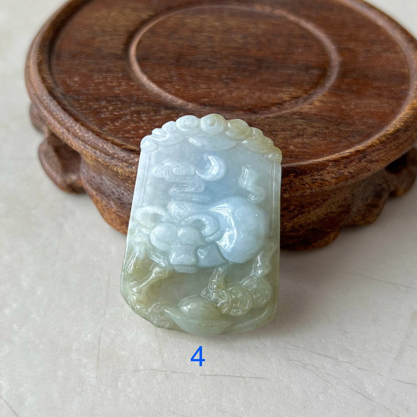 Lucky Ox Jade Pendant, Jadeite Jade Ox Bull Cow Chinese Zodiac Carved Necklace, LJ-1221-1720387890