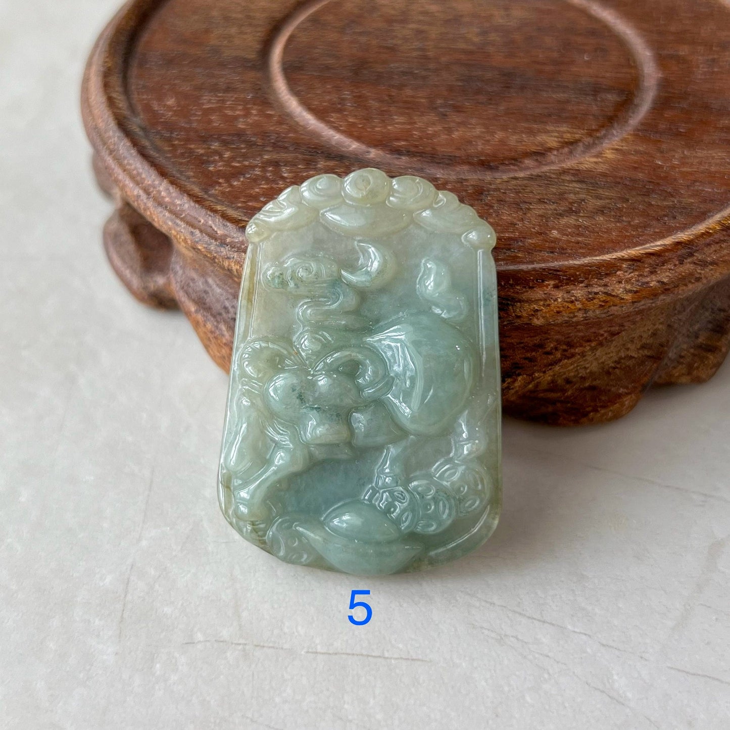 Lucky Ox Jade Pendant, Jadeite Jade Ox Bull Cow Chinese Zodiac Carved Necklace, LJ-1221-1720387890