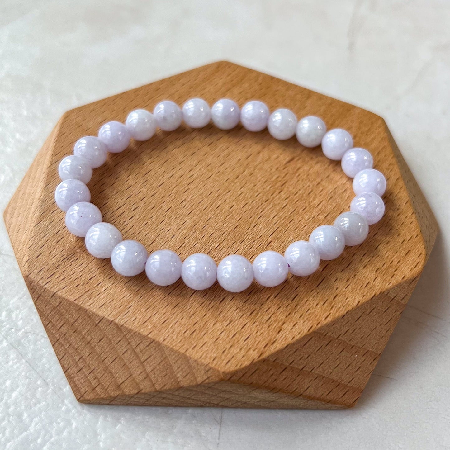 7.2 mm Jadeite Jade Light Lavender Purple Small Bracelet, CAR-0424-1720455176