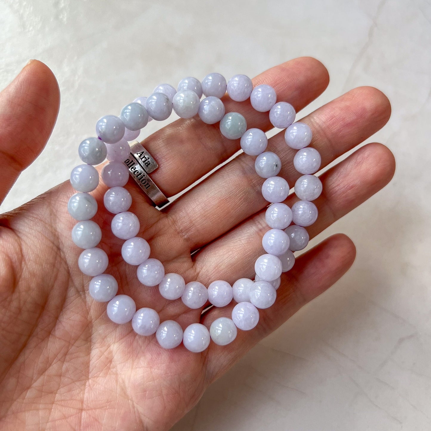 7.2 mm Jadeite Jade Light Lavender Purple Small Bracelet, CAR-0424-1720455176