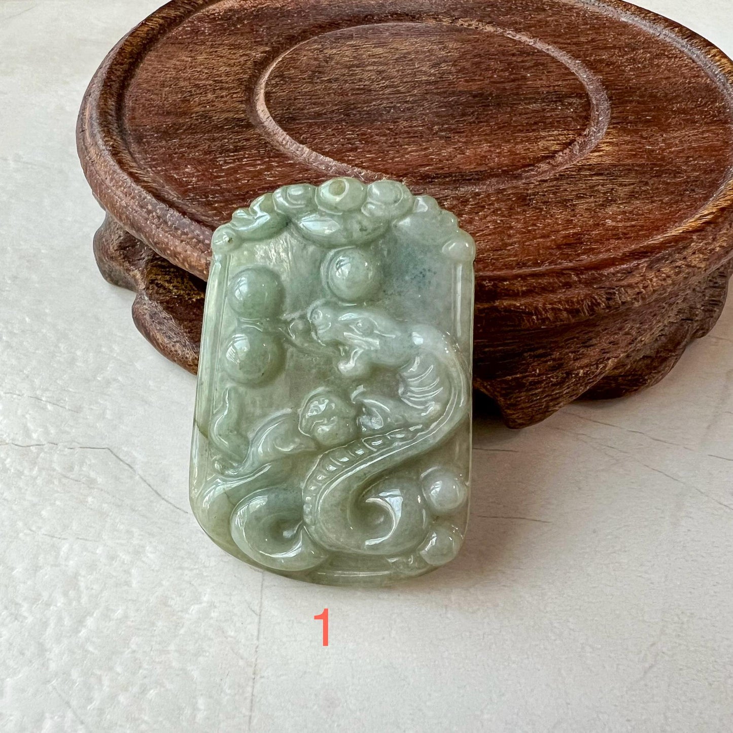 Jadeite Jade Snake Pendant, Chinese Zodiac Sign Jade Necklace, LJ-1221-1722713588