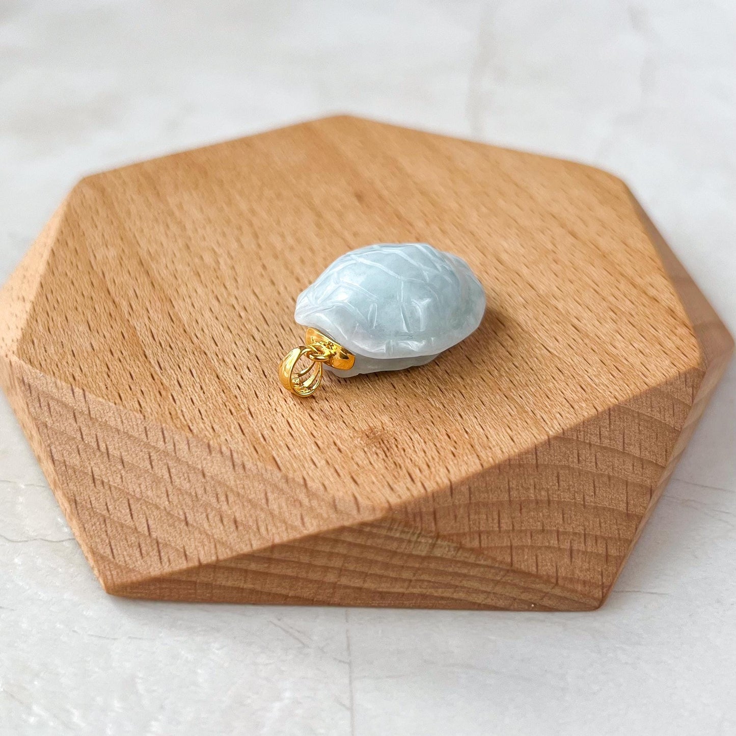 Turtle Shell Jade Pendant with 18K Gold Bail, YO-0424-1722719874