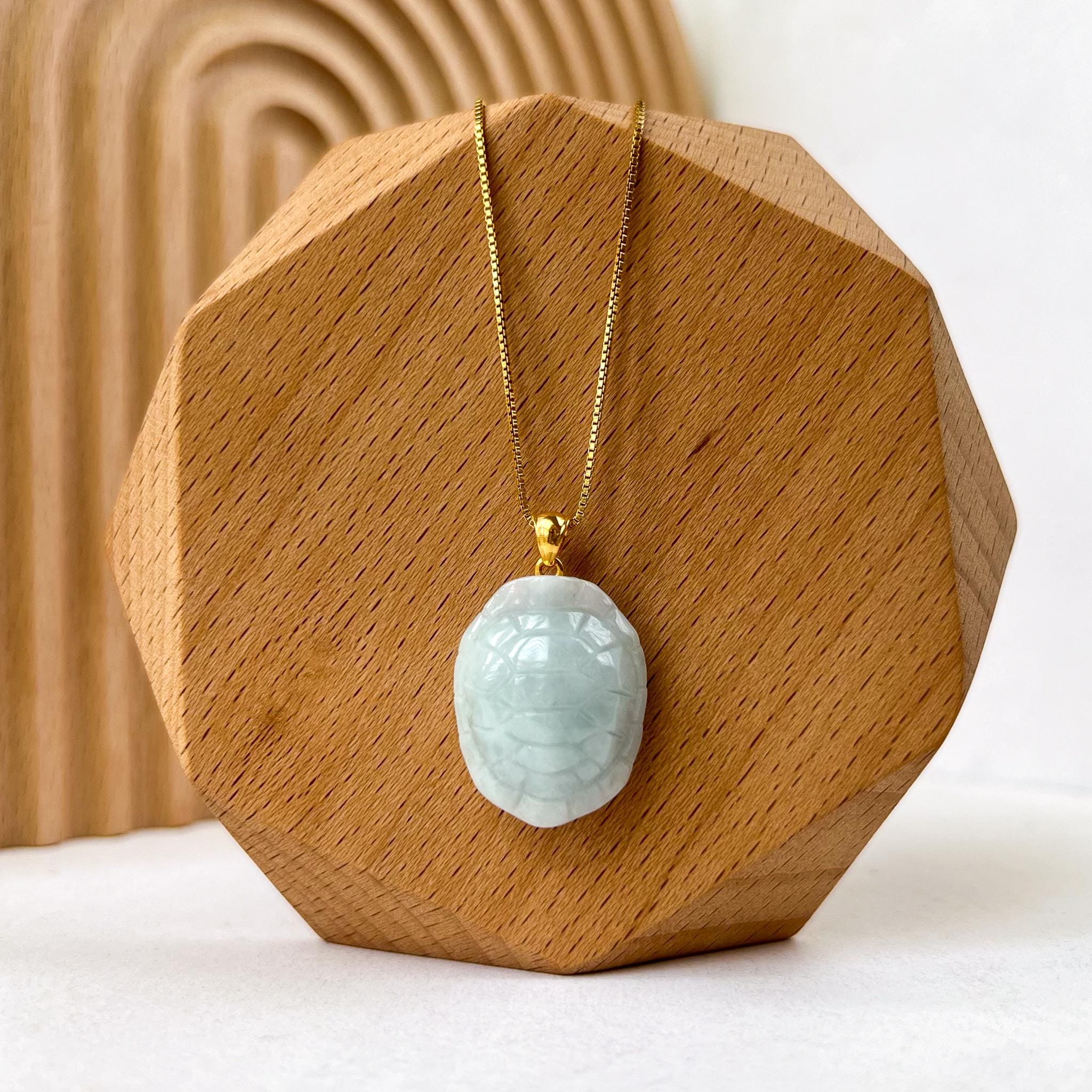 Turtle Shell Jade Pendant with 18K Gold Bail, YO-0424-1722719874 ...