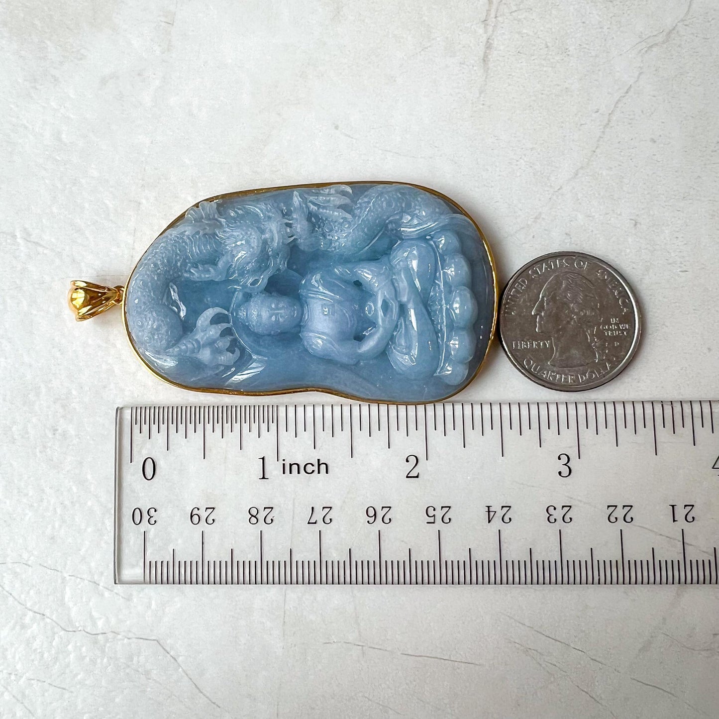 Enlightened Essence Purple Blue Vairocana Buddha Jadeite Jade Pendant, 18K Solid Gold, Da Ri Ru Lai, Đại Nhật Như Lai, 大日如来, YS-0223-1724706733