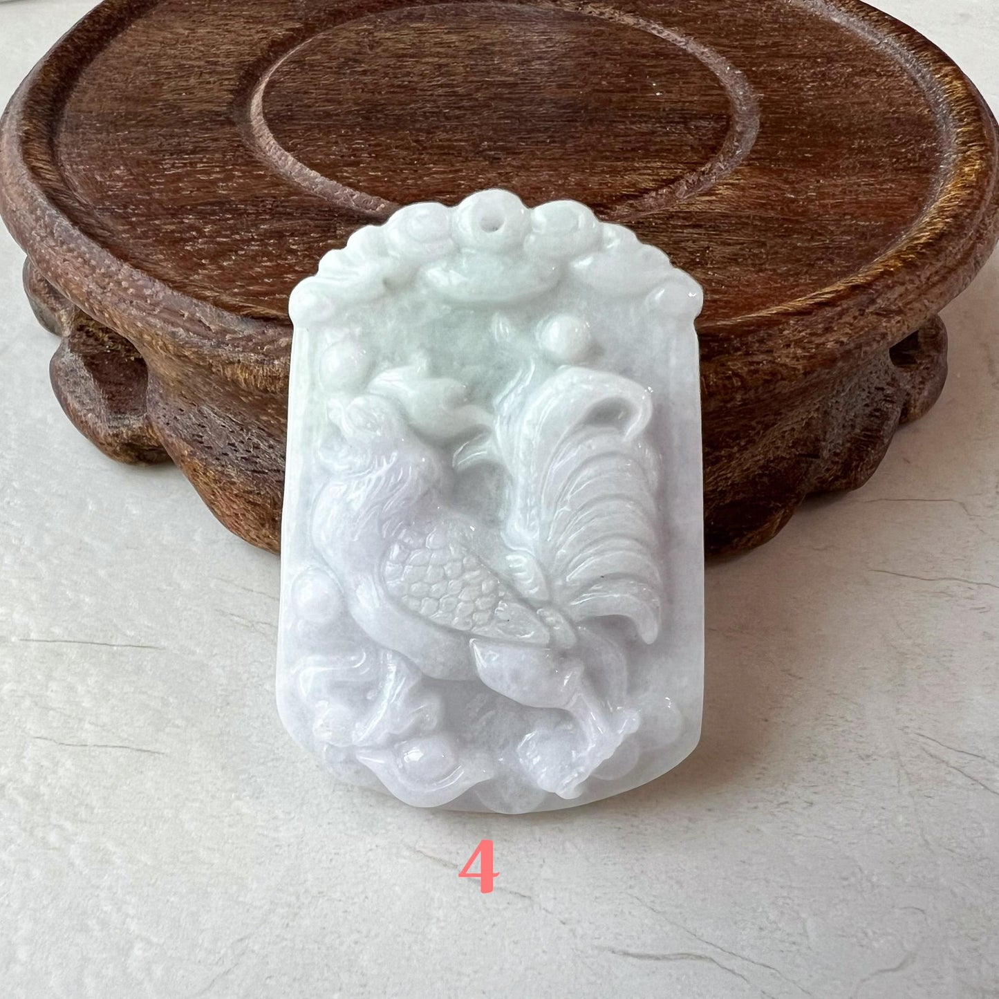 Zodiac Rooster Jadeite Jade Pendant, Rooster Chinese Zodiac Carved Pendant Necklace, LJ-1221-1723082312