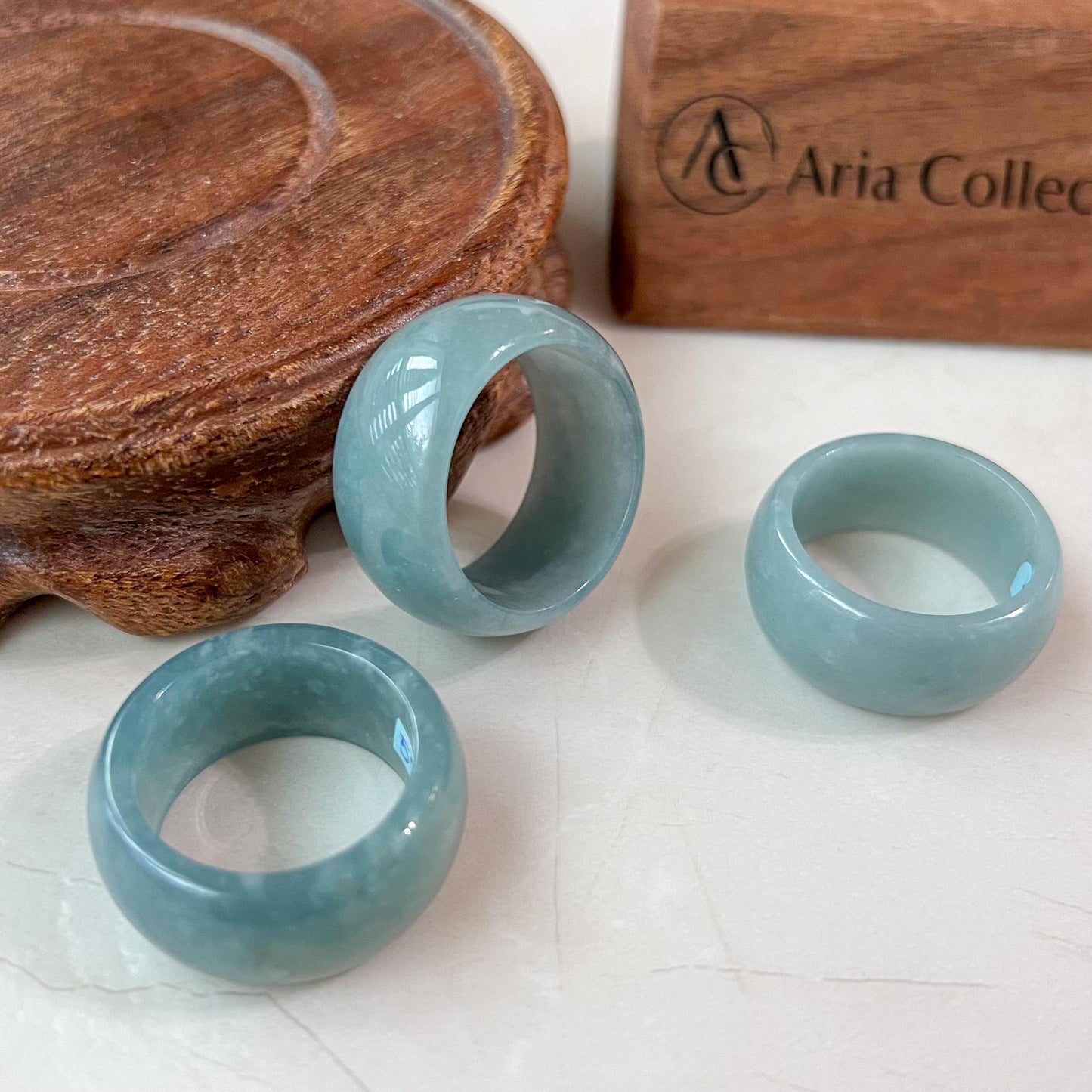 Green Blue Jadeite Jade Thumb Ring, Natural Untreated Grade A Jadeite Jade Ring, WEN-0424-1723084822