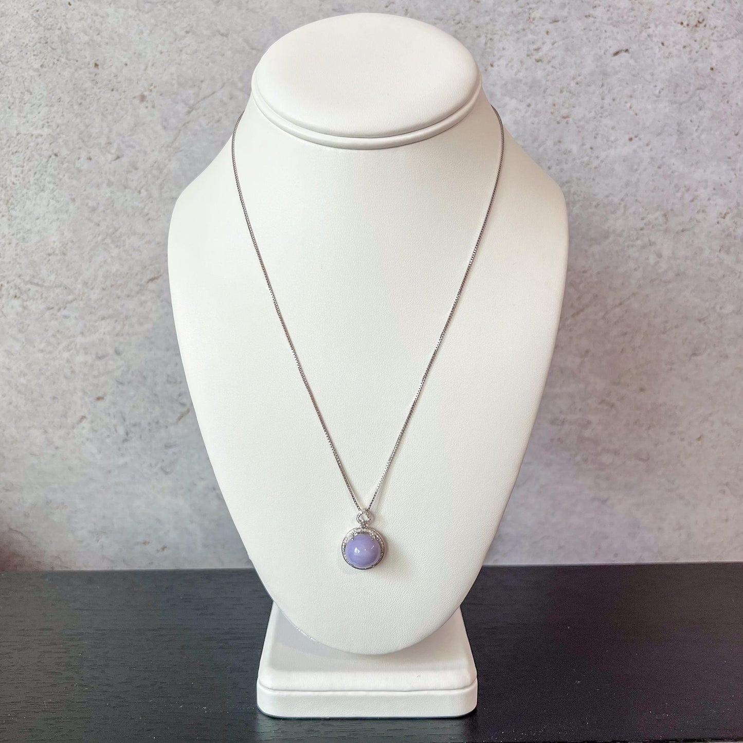 Lavender Bliss Jade Pendant, Purple Jadeite Jade with 18K White Gold and Diamonds Pendant, SHWQ-0424-1723086059