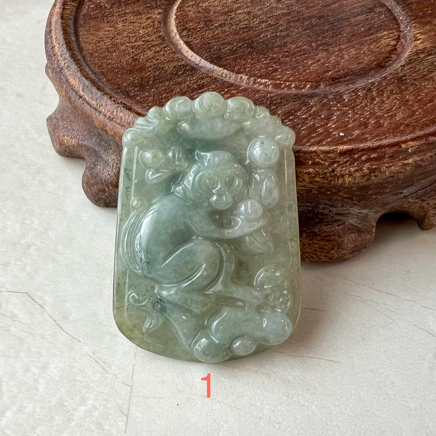 Jadeite Jade Monkey Chinese Zodiac Carved Pendant, LJ-1221-1725166209