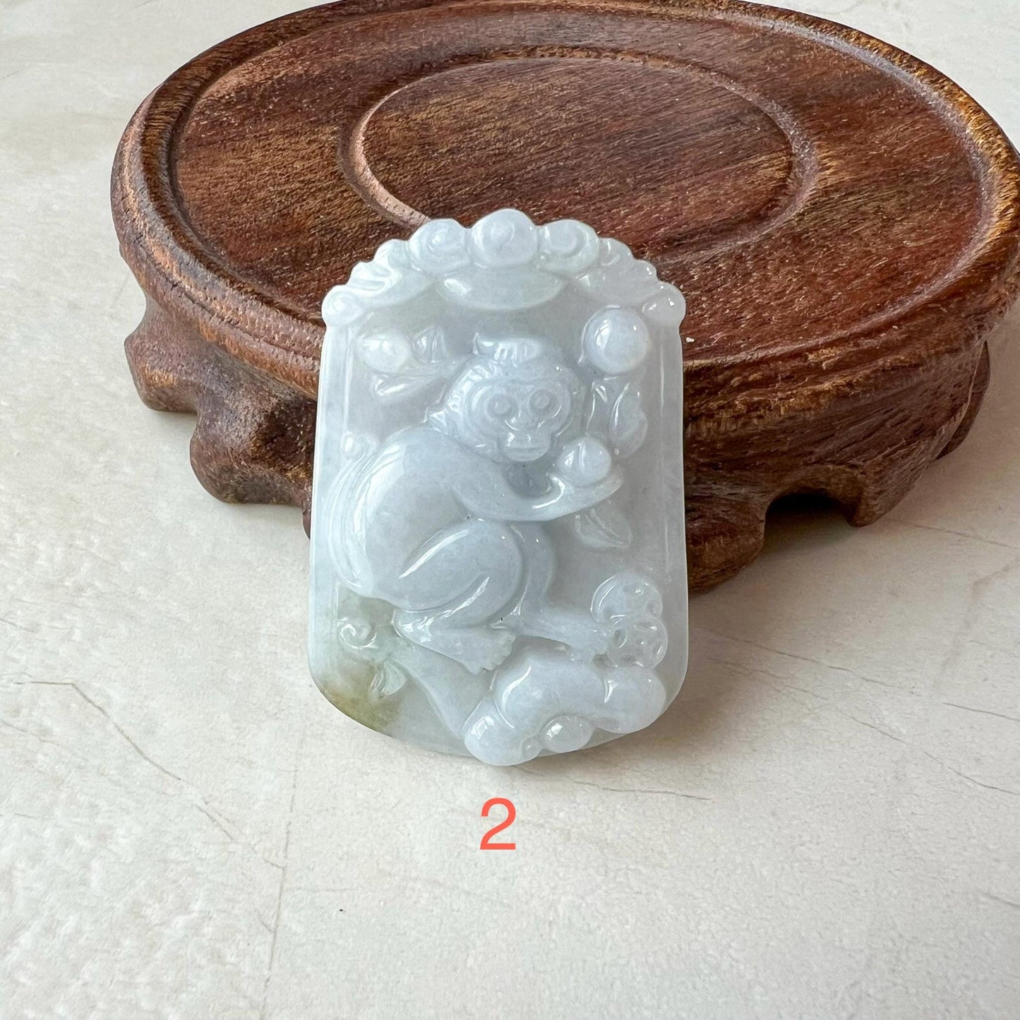 Jadeite Jade Monkey Chinese Zodiac Carved Pendant, LJ-1221-1725166209