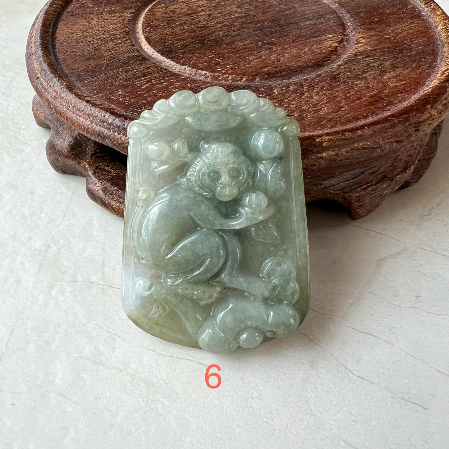 Jadeite Jade Monkey Chinese Zodiac Carved Pendant, LJ-1221-1725166209