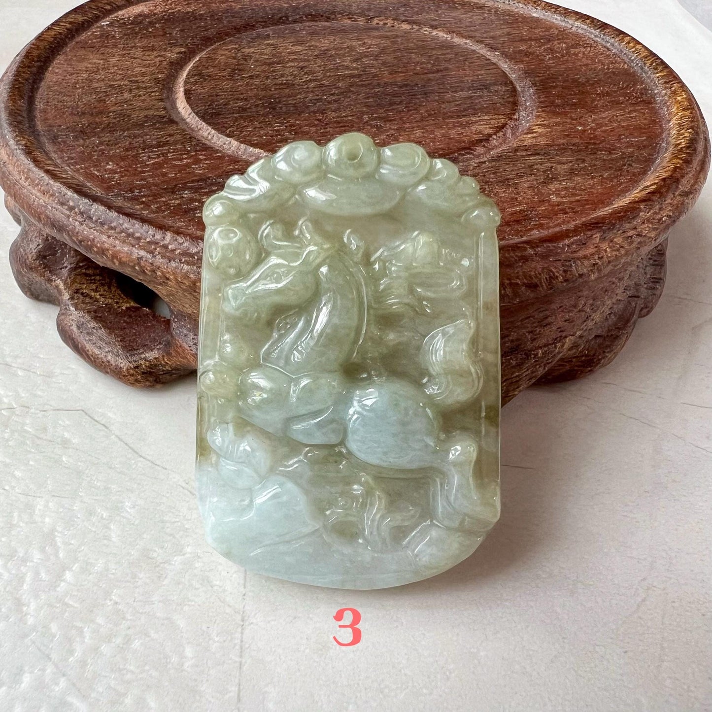 Windborne Horse Jade Pendant, Jade Jadeite Chinese Zodiac Carved Pendant, LJ-1221-1725212608