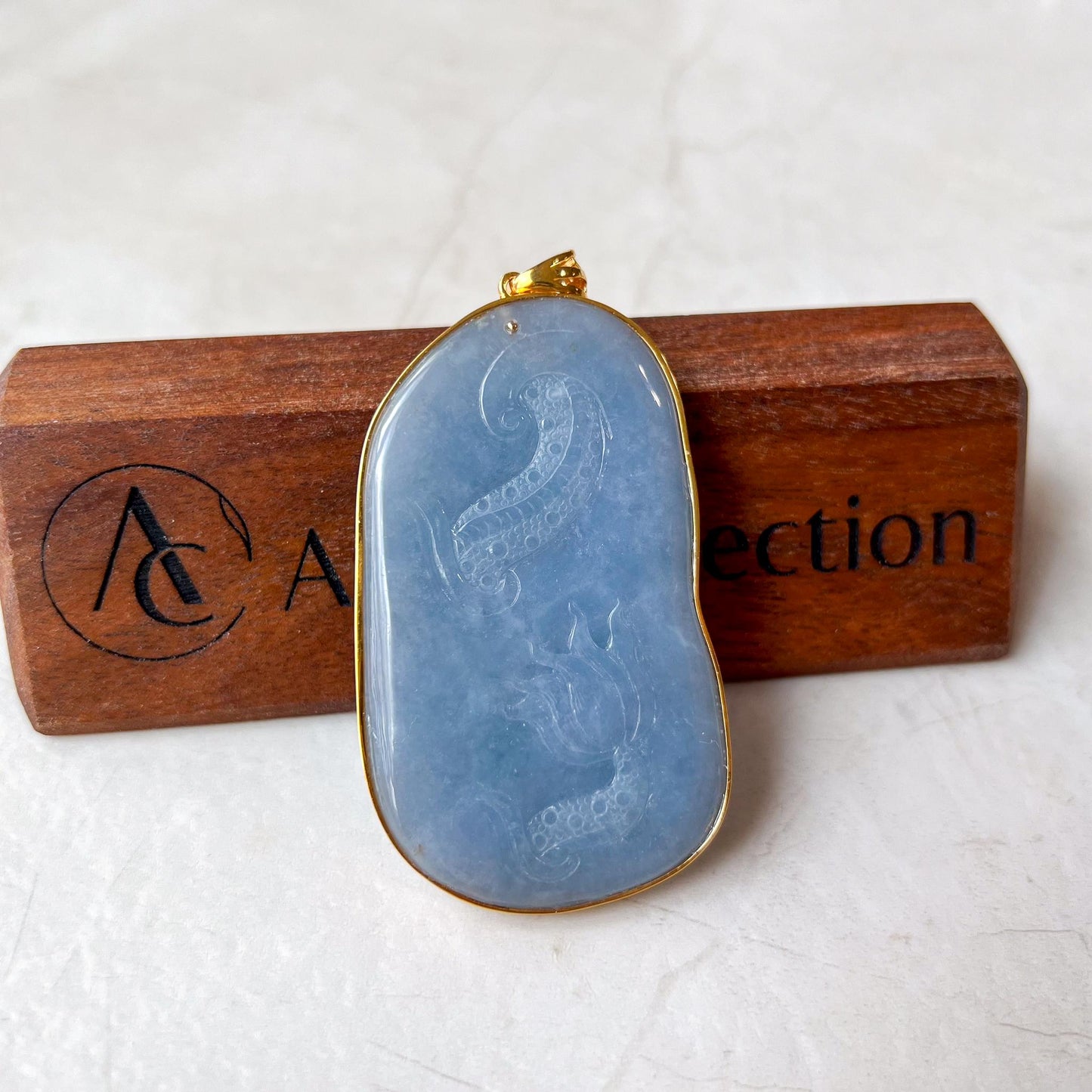 Enlightened Essence Purple Blue Vairocana Buddha Jadeite Jade Pendant, 18K Solid Gold, Da Ri Ru Lai, Đại Nhật Như Lai, 大日如来, YS-0223-1724706733