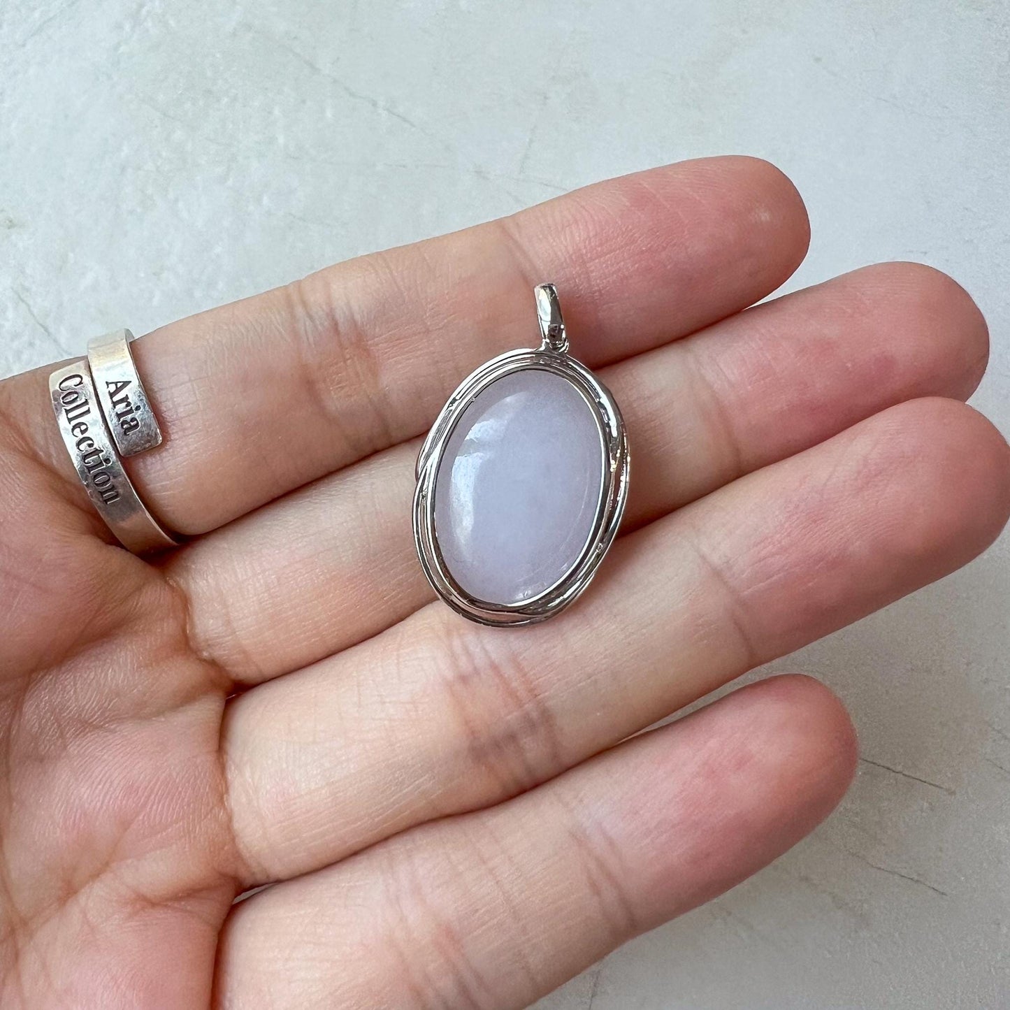 Violet Dawn Jade Pendant, Purple Jadeite Jade with 18K White Gold Pendant, SHWQ-0424-1725078525