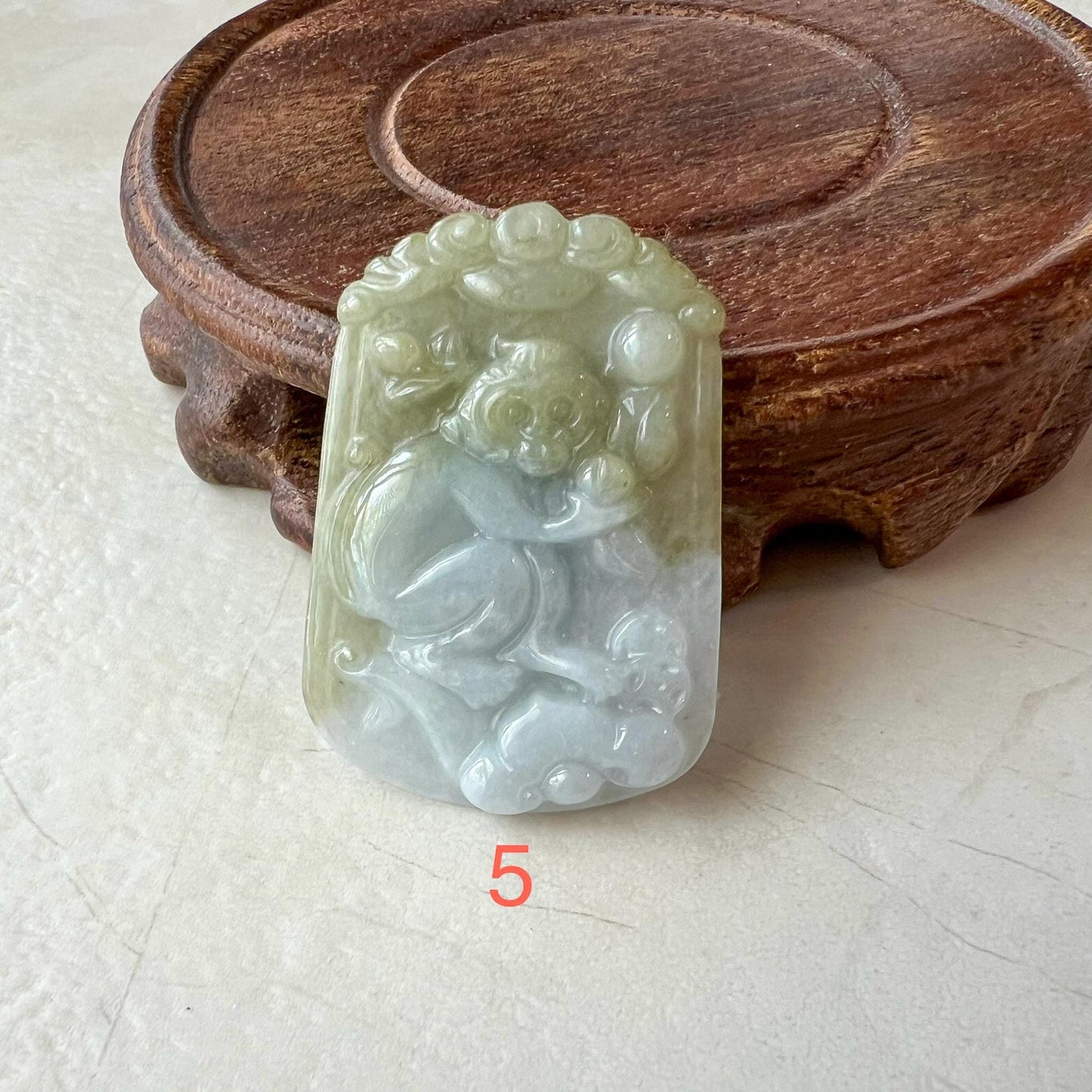 Jadeite Jade Monkey Chinese Zodiac Carved Pendant, LJ-1221-1725166209