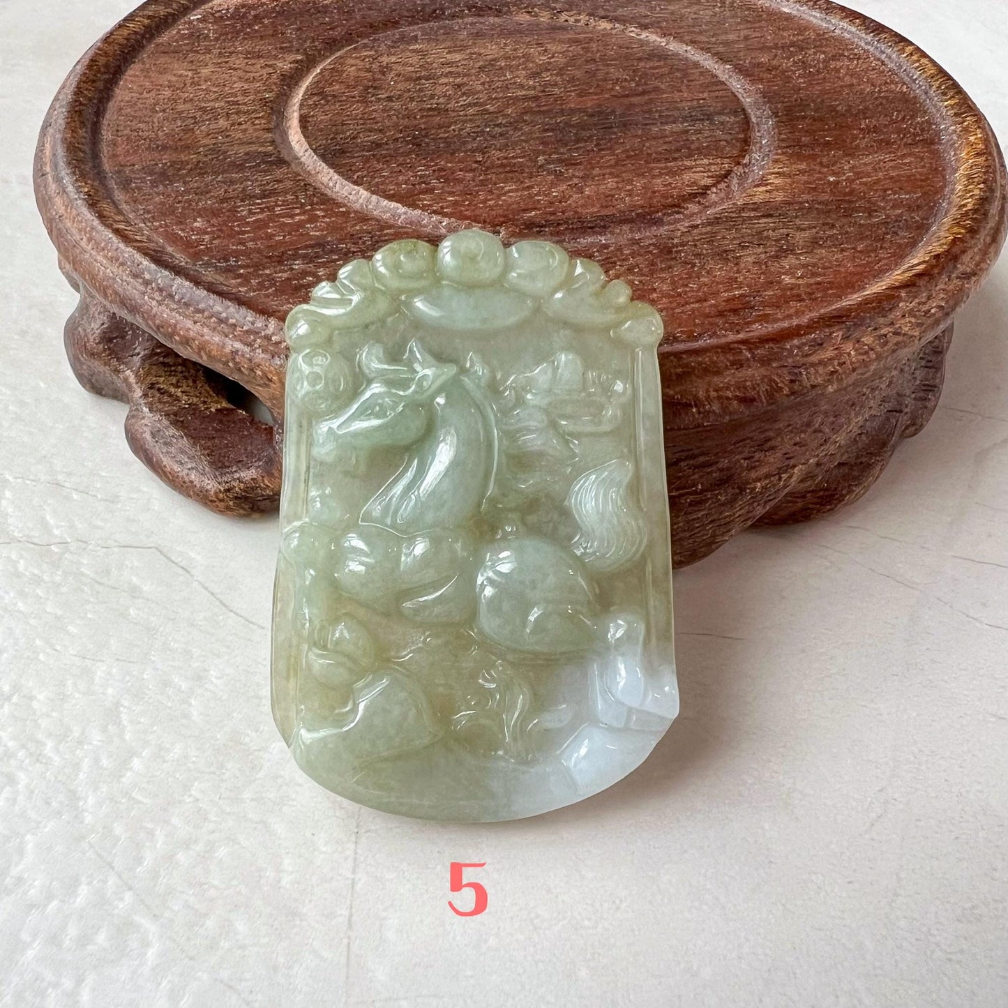 Windborne Horse Jade Pendant, Jade Jadeite Chinese Zodiac Carved Pendant, LJ-1221-1725212608