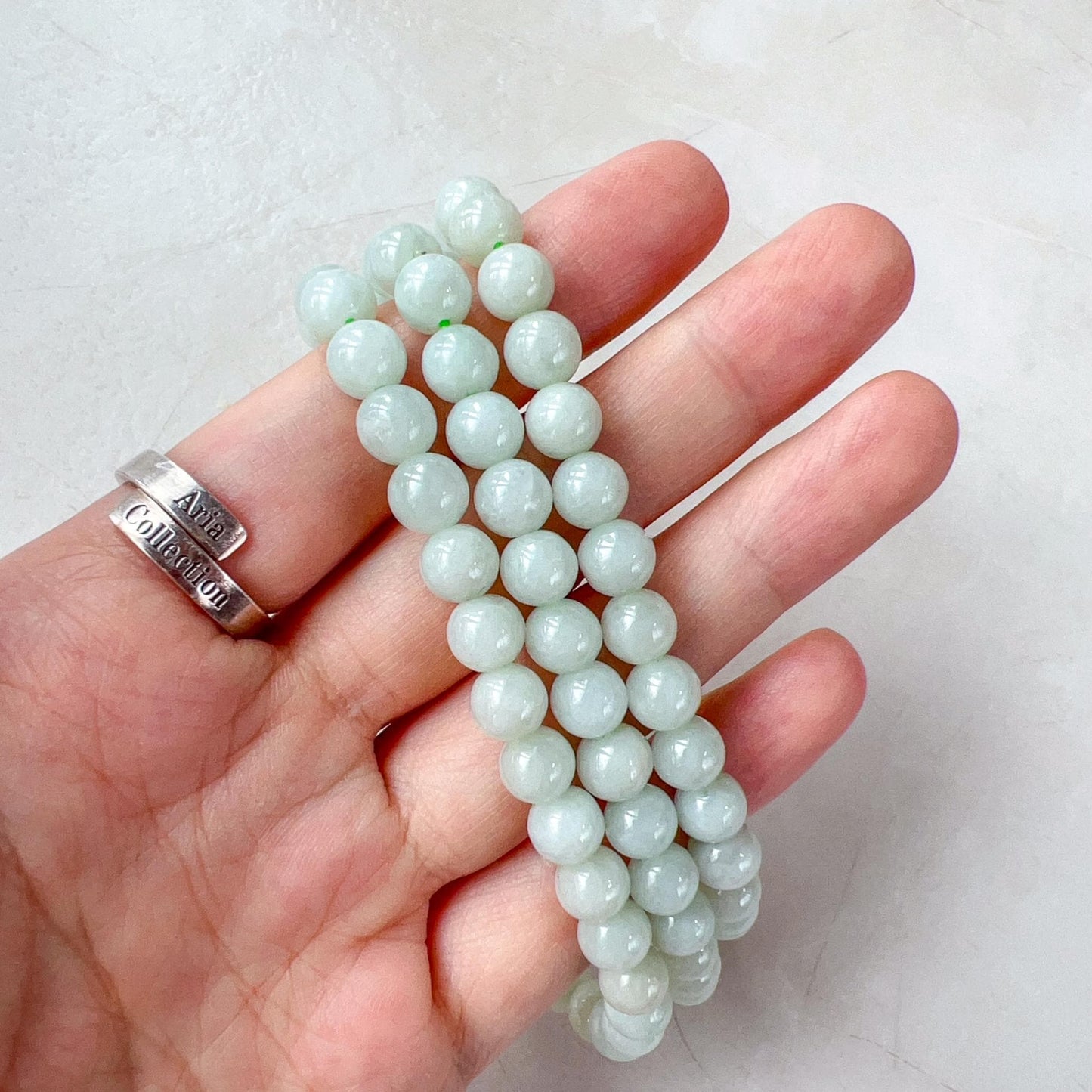 7.0 mm 108 Light Green Jadeite Jade Mala Prayer Beads Bracelet Necklace, LIL-0424-1727563655