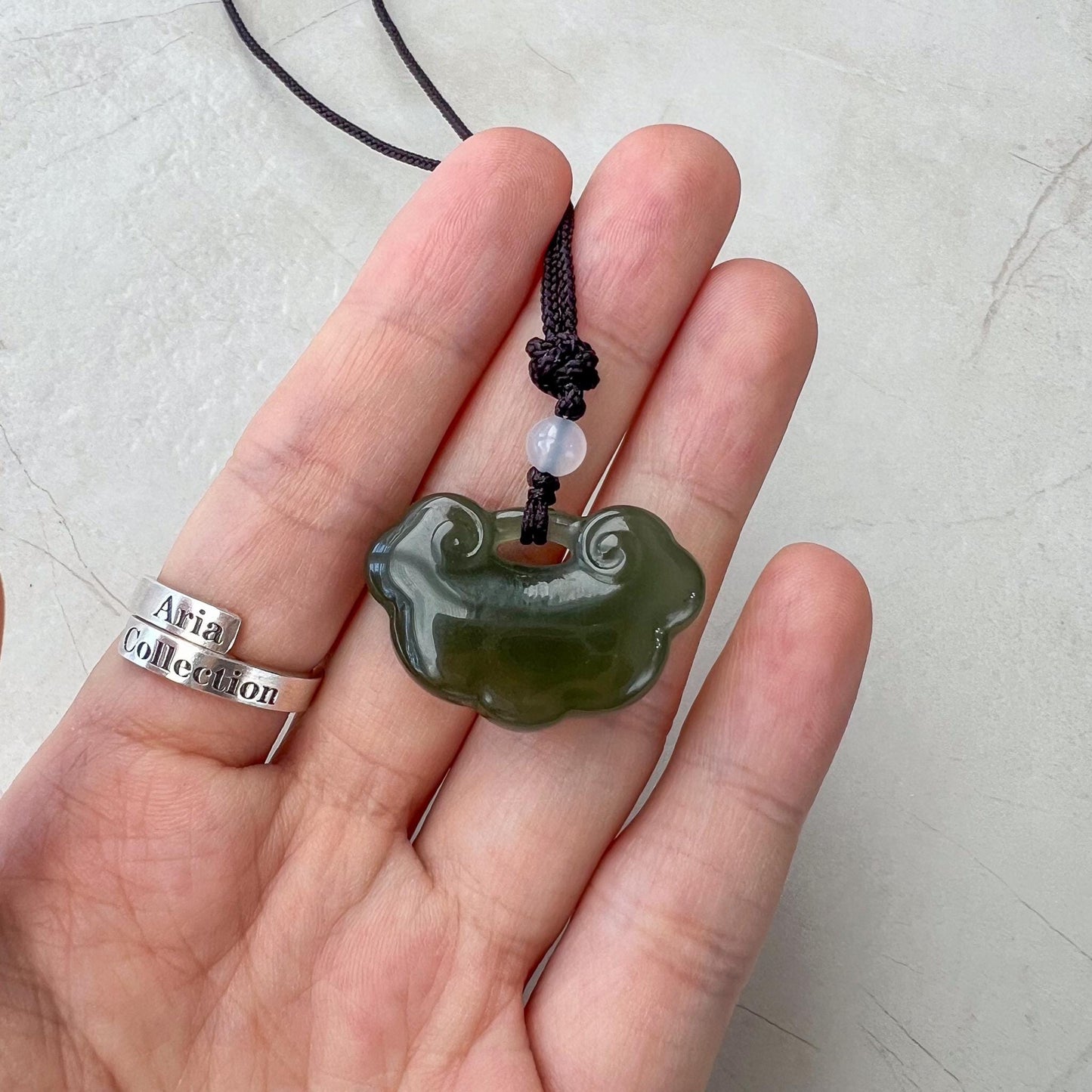 Lotus Ru Yi Luck Pendant, Ruyi Ru yi, 如意, Nephrite Jade Pendant Hand Carved Pendant, HST-0424-0530020