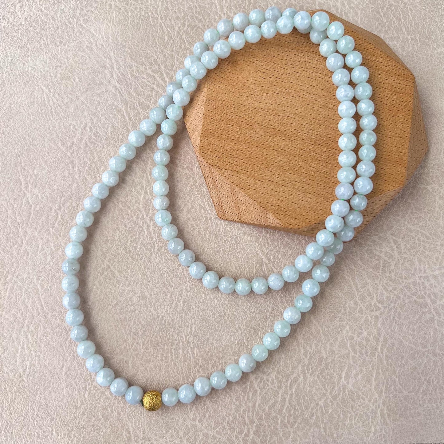 7.0 mm 108 White Gray Jadeite Jade Mala Prayer Beads Bracelet Necklace, LIL-0424-1729146578