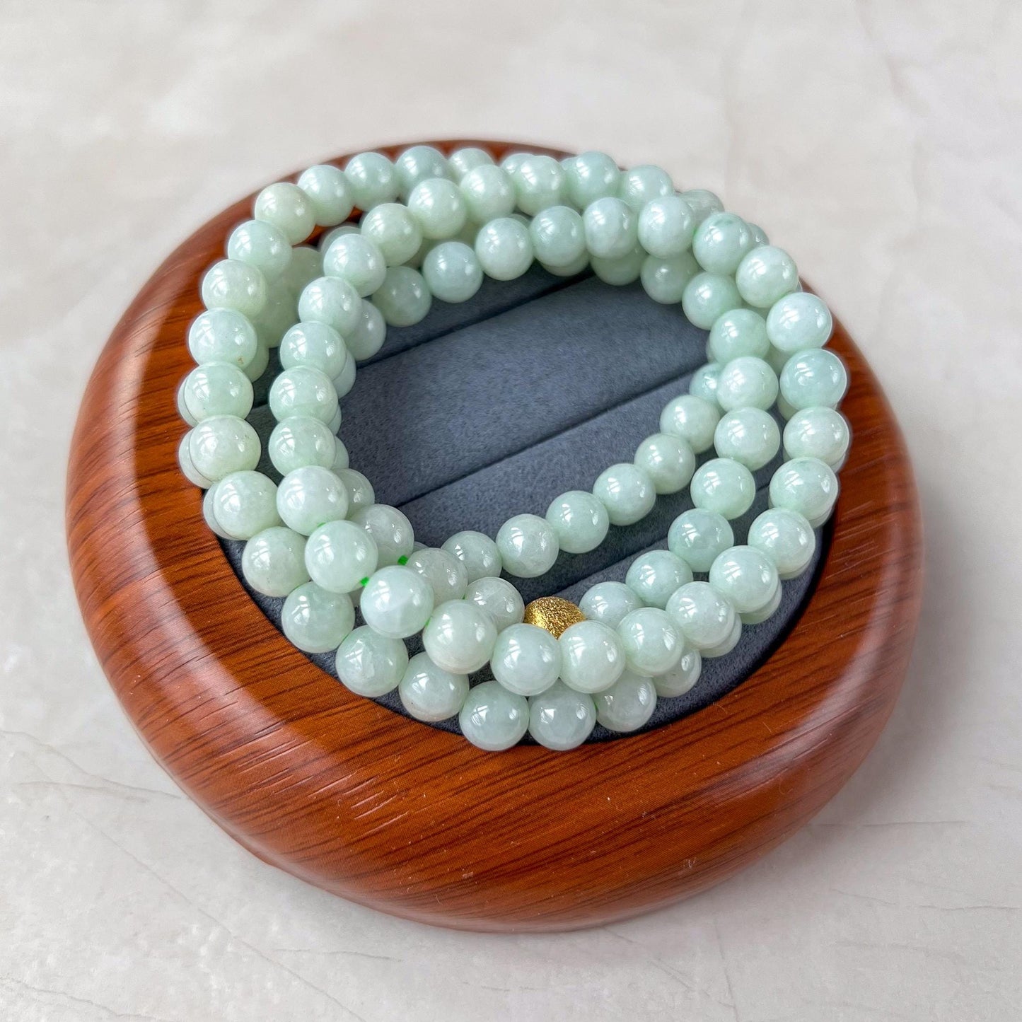 7.0 mm 108 Light Green Jadeite Jade Mala Prayer Beads Bracelet Necklace, LIL-0424-1727563655