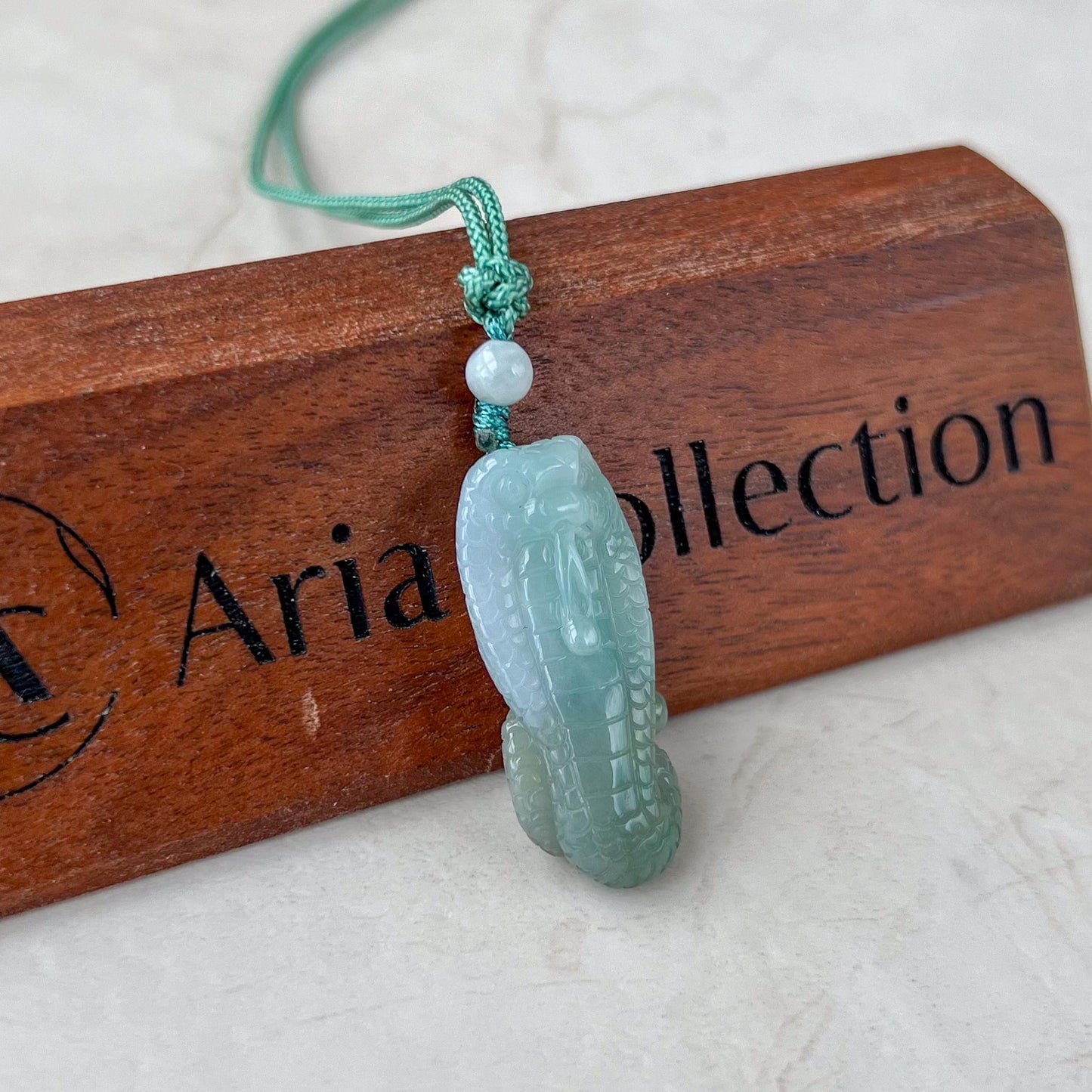 Mystic Serpent Jade Pendant, Green Jadeite Jade Snake Hand Carved Pendant Necklace, YX-1222-1729222798