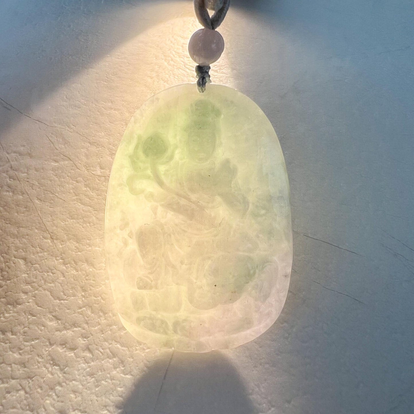 Jadeite Jade Samantabhadra Buddha Pendant, Pu Xian, Phổ Hiền Bồ Tát, Buddha with elephant, 普贤 Pendant Necklace, YJ-0422-0405135