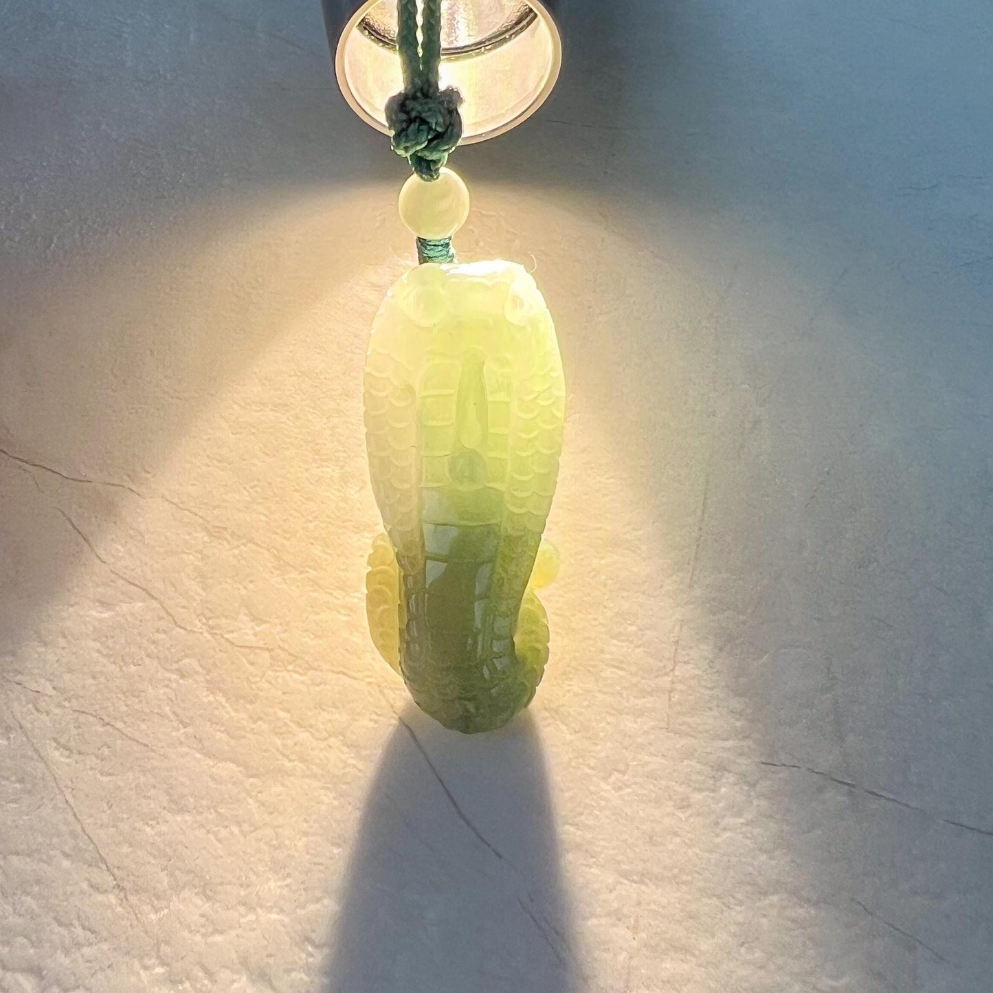 Mystic Serpent Jade Pendant, Green Jadeite Jade Snake Hand Carved Pendant Necklace, YX-1222-1729222798