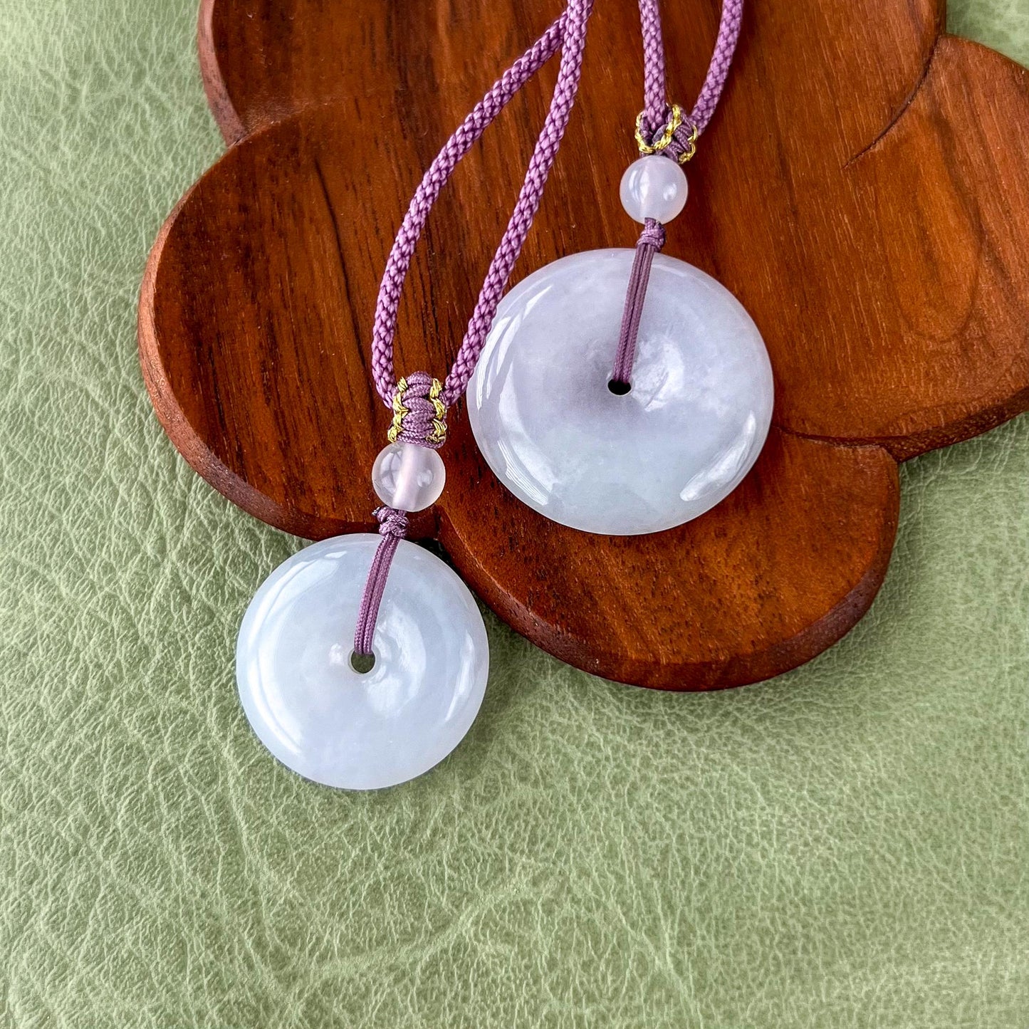 Lavender Circle of Peace Jade Pendant, Light Purple Jadeite Jade Pendant, Ping An Kou Donut Pendant, 平安扣, YD-0424-1729289010