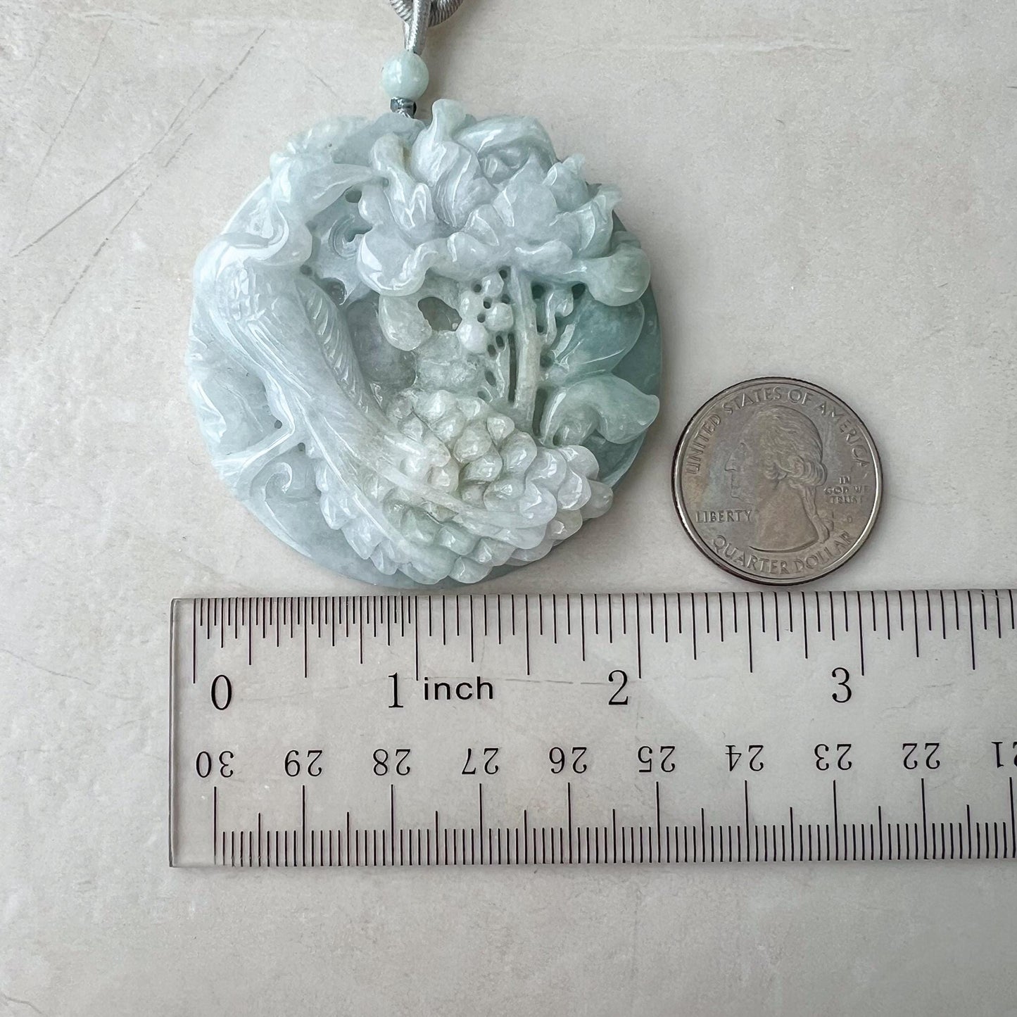 Phoenix Blossom Pendant Jade Pendant, Large Jadeite Jade Carved Pendant Necklace, 凤凰, YGR-0322-1732292517