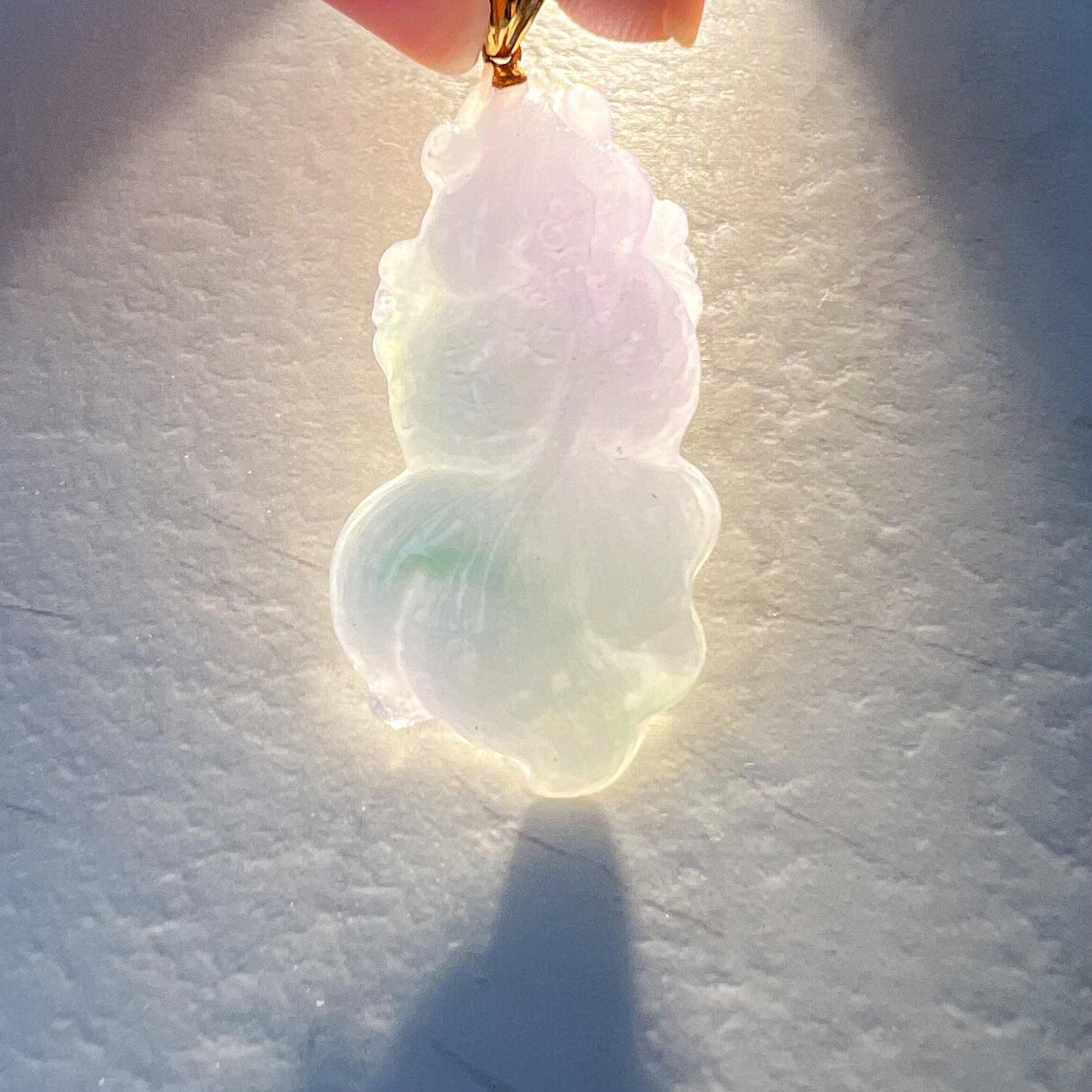 Lavender Jade Lucky Goldfish Pendant, Purple Lavender Fish Jade Pendant, Jadeite Jade Pendant with 18K Solid Gold Bail, YAR-0424-1732168322