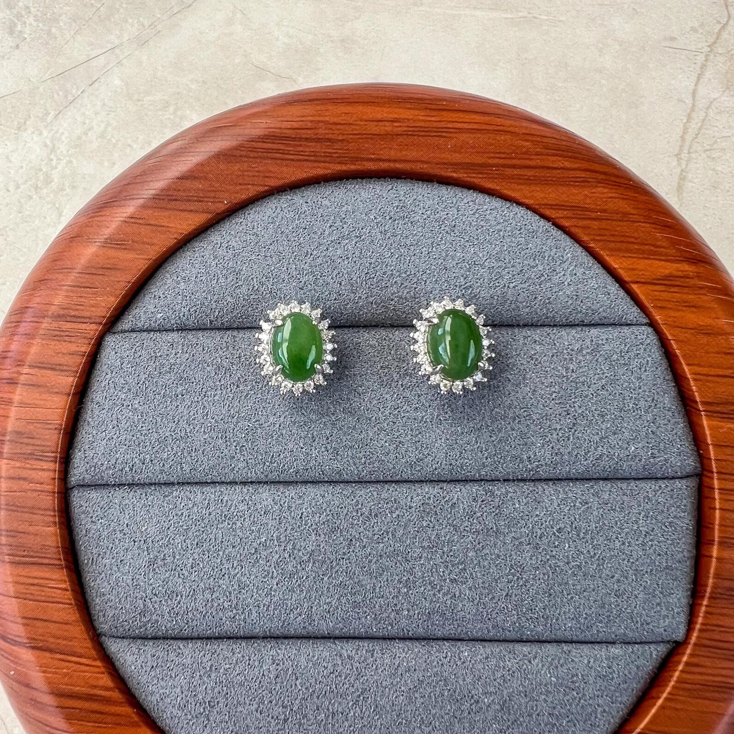 Silver Sunlit Jade Earring Studs, Green Nephrite Jade Sterling Silver Earrings, JSY-0424-12116