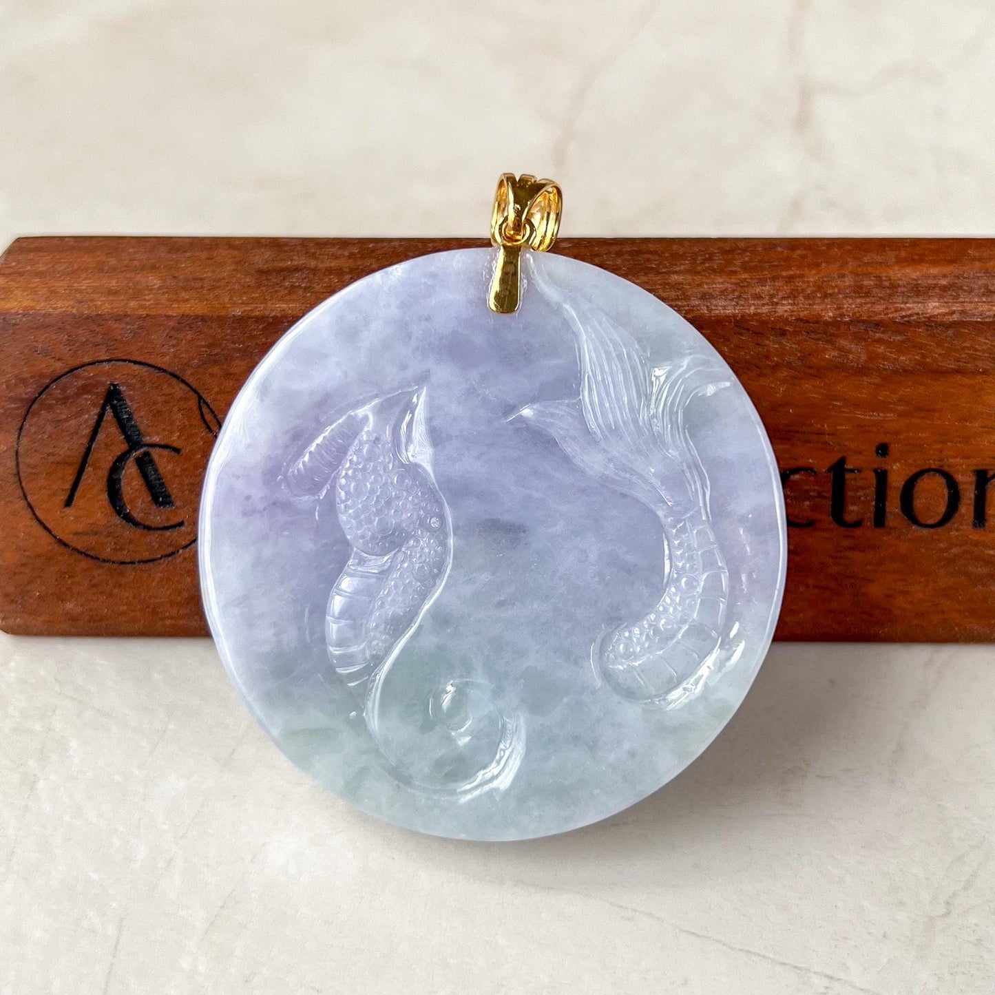 Purple Eternal Dragon Pendant, Purple & Light Green Jadeite Jade Pendant with 18K Solid Gold, YGR-1123-1732690723