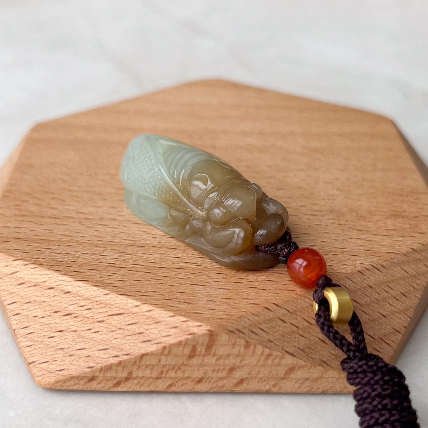 Yellow Nephrite Jade Cicada Hand Carved Pendant, ZXG-0924-1734813417