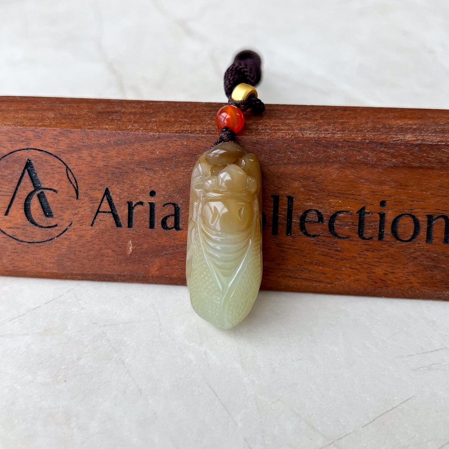 Yellow Nephrite Jade Cicada Hand Carved Pendant, ZXG-0924-1734813417