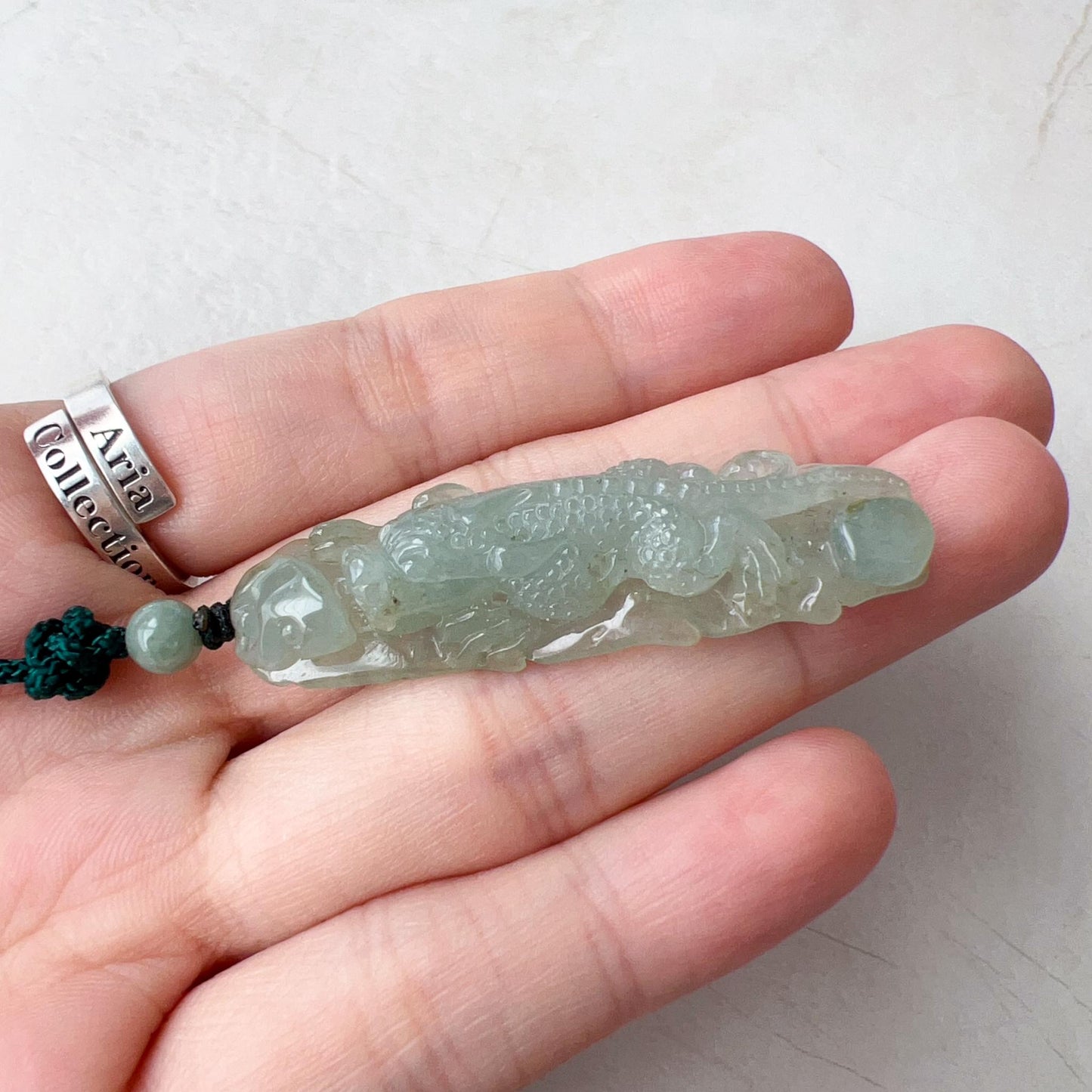 Guardian Pi Xiu Jade Pendant, Green Jadeite Jade, Dragon Pixiu Pi Xiu Leaf, 貔貅, Dragon Chinese Carved Pendant, YGR-0823-1732955445