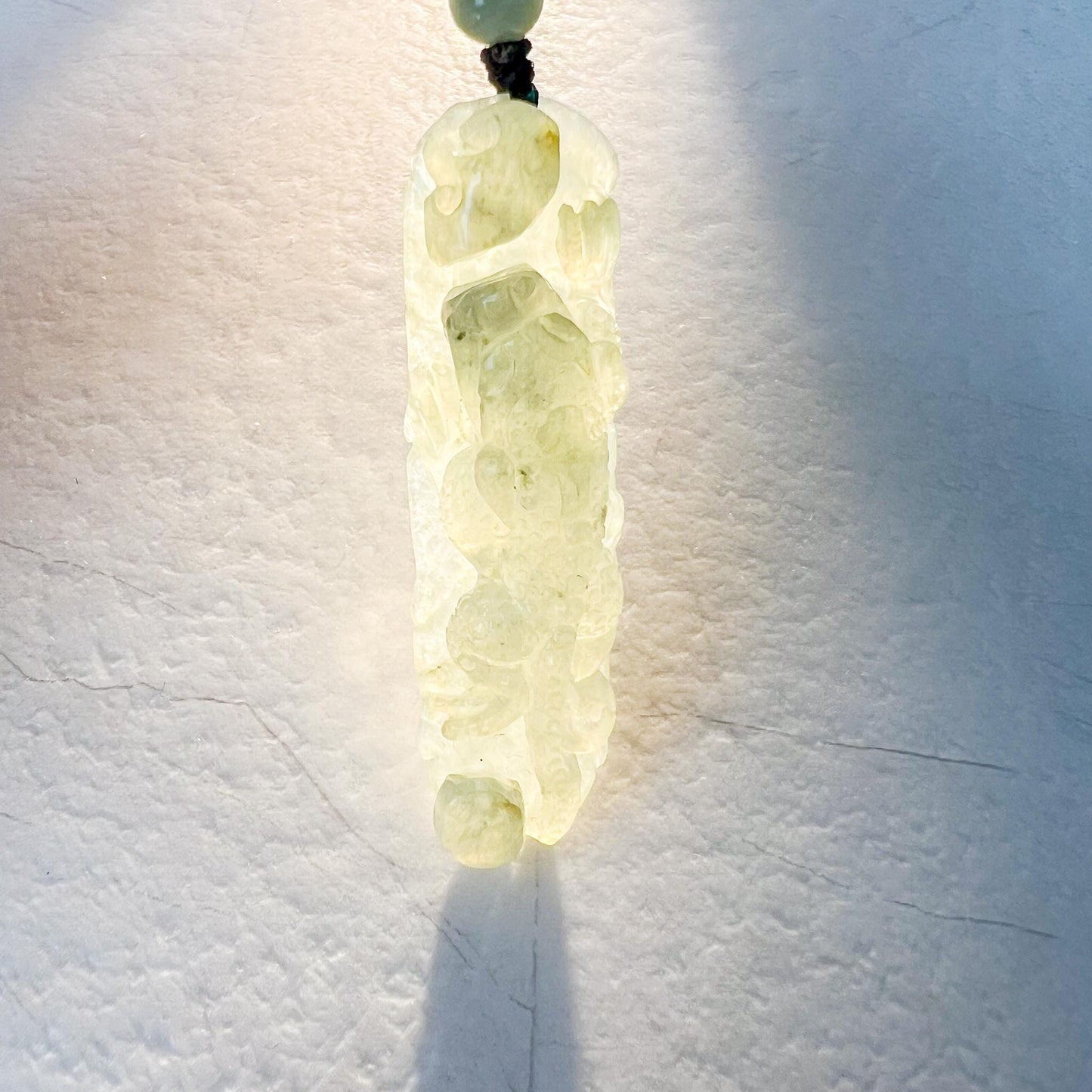 Guardian Pi Xiu Jade Pendant, Green Jadeite Jade, Dragon Pixiu Pi Xiu Leaf, 貔貅, Dragon Chinese Carved Pendant, YGR-0823-1732955445