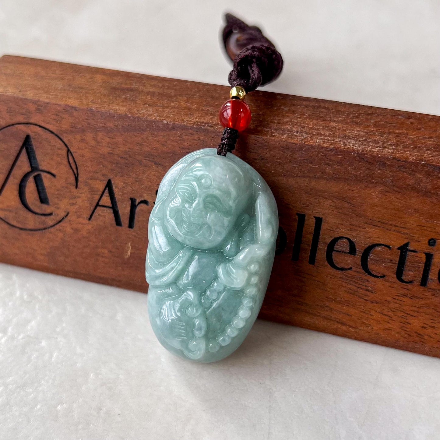 Cradle of Bliss Happy Buddha Jade Pendant, Jadeite Jade Carved Pendant, YW-0110-1734903901