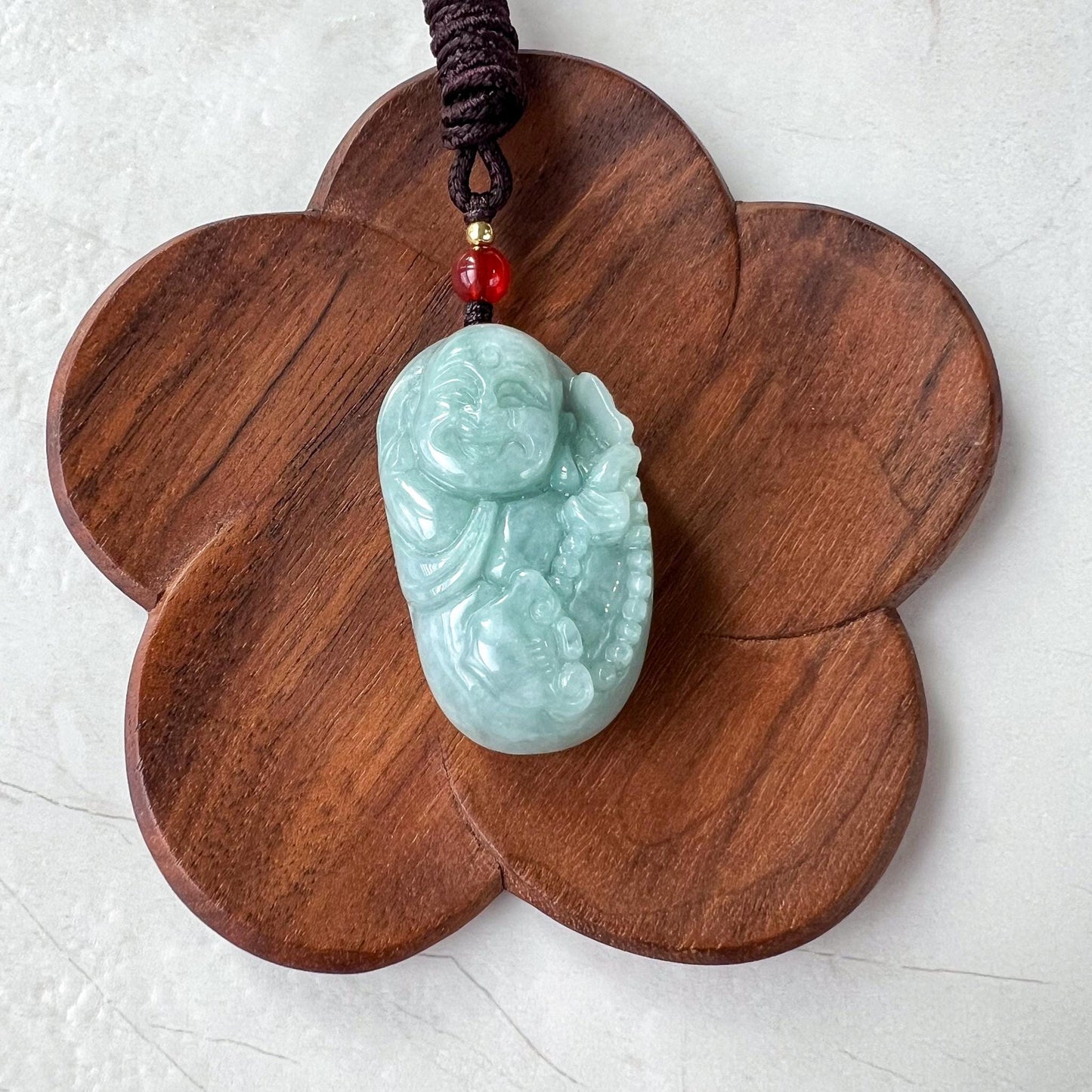 Cradle of Bliss Happy Buddha Jade Pendant, Jadeite Jade Carved Pendant, YW-0110-1734903901