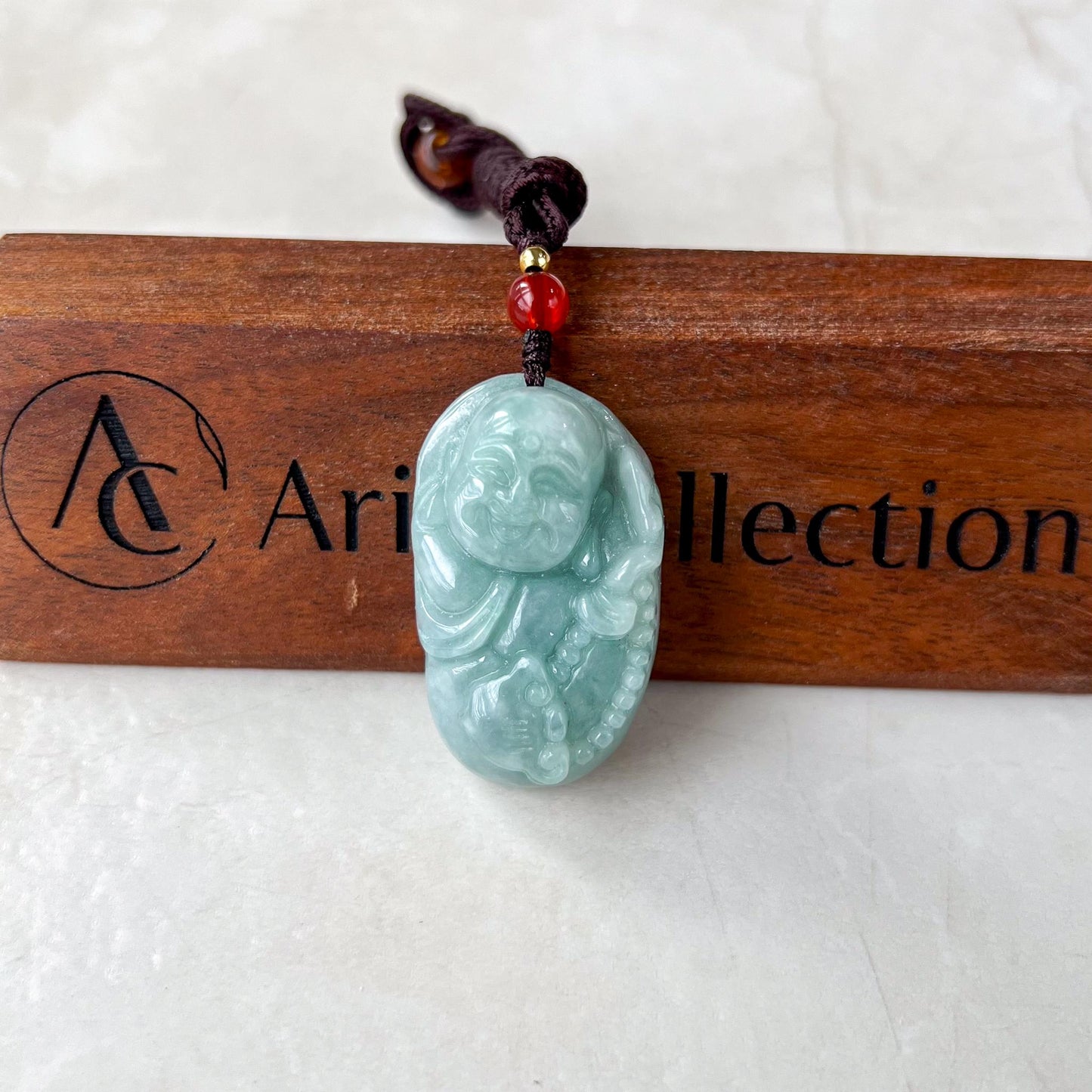 Cradle of Bliss Happy Buddha Jade Pendant, Jadeite Jade Carved Pendant, YW-0110-1734903901