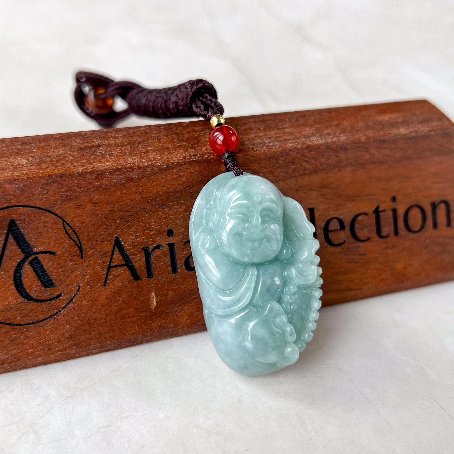 Cradle of Bliss Happy Buddha Jade Pendant, Jadeite Jade Carved Pendant, YW-0110-1734903901