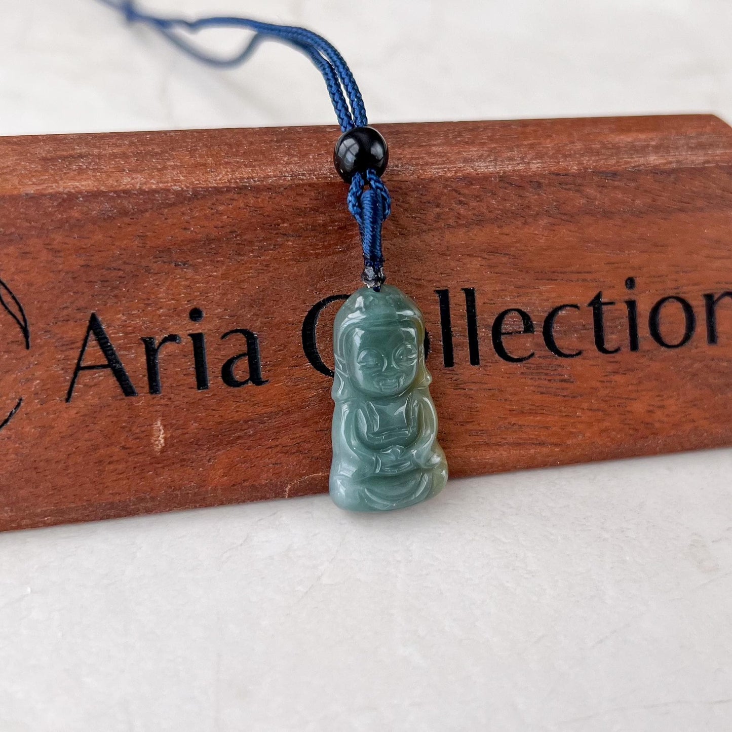 Small Baby Buddha Jade Pendant, Blue Green Jadeite Jade Baby Buddha Pendant Necklace, XY-0223-1647234977