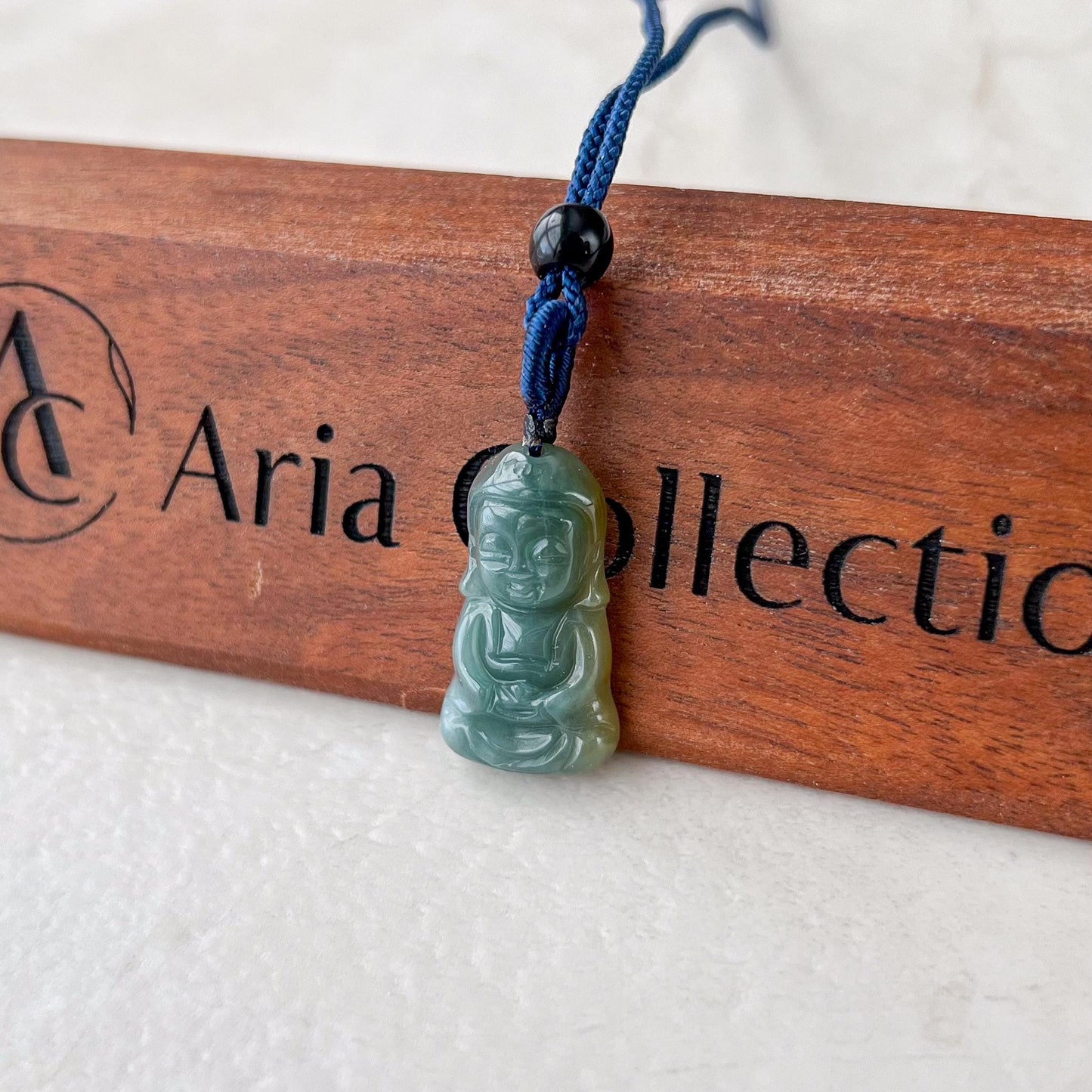 Small Baby Buddha Jade Pendant, Blue Green Jadeite Jade Baby Buddha Pendant Necklace, XY-0223-1647234977