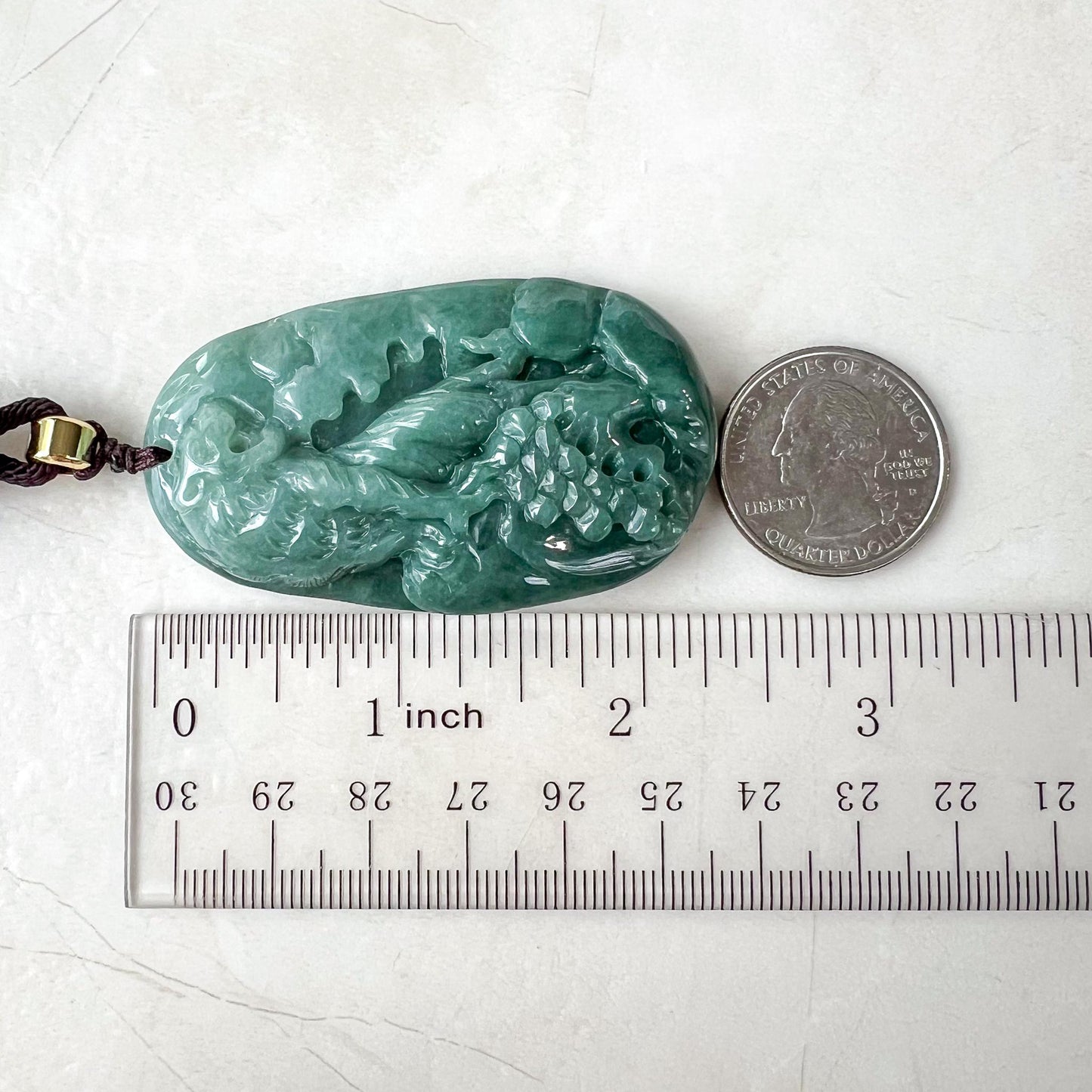 Tiger's Ascent Jade Pendant, Green Jadeite Hand Carved Jade Pendant, YJ-0522-0418390