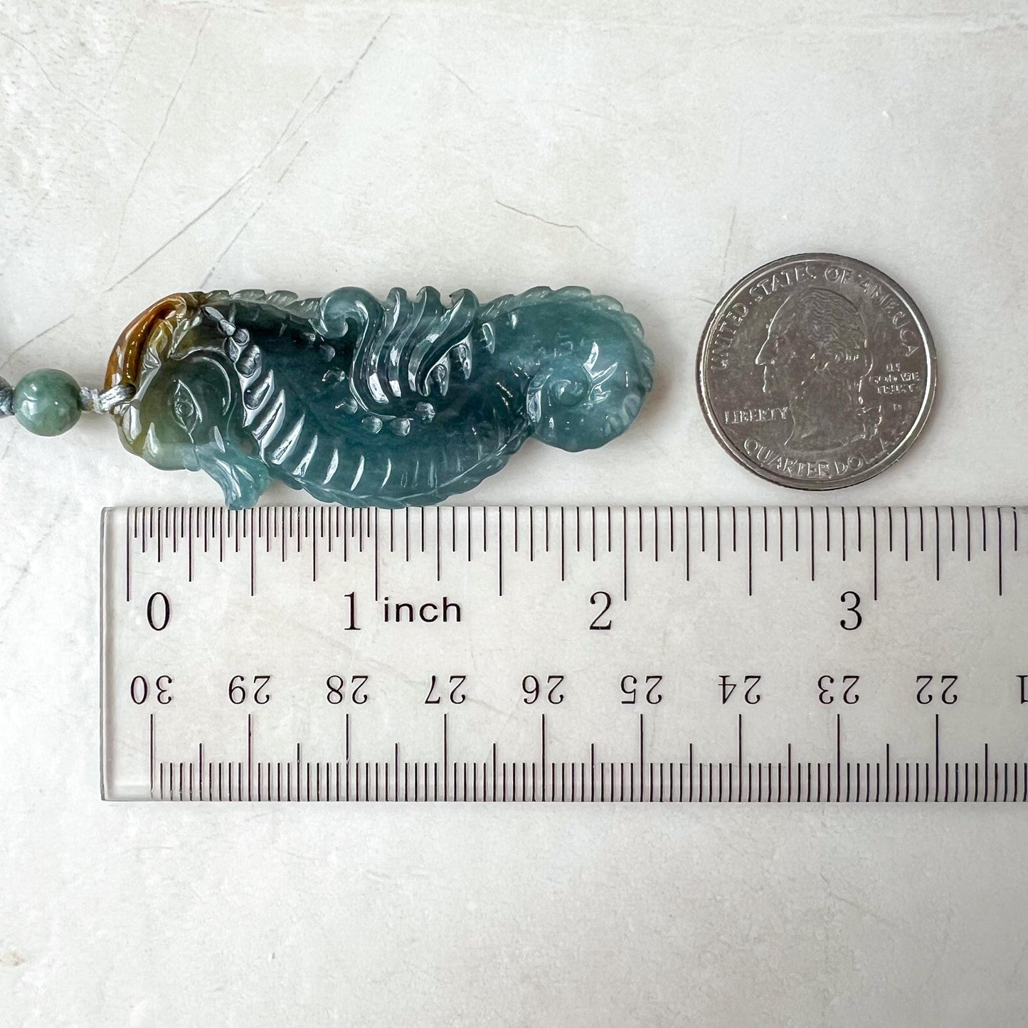 Ocean Jewel Seahorse Jade Pendant, Blue Green Jadeite Jade Pendant Necklace, XZ-0323-0005543