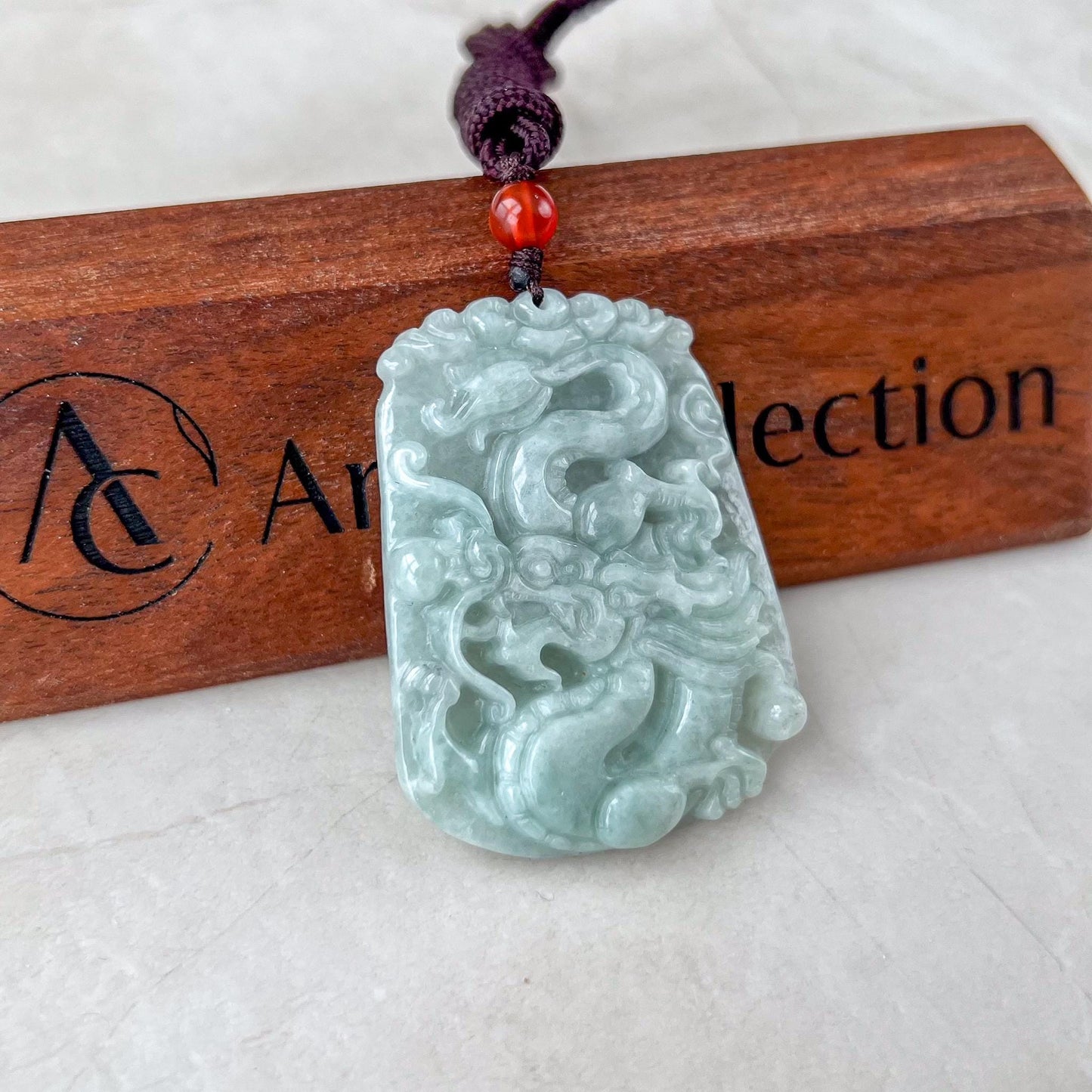 Dragon Jade Pendant, Light Green Jadeite Jade Pendant Necklace, YJ-0321-0334433