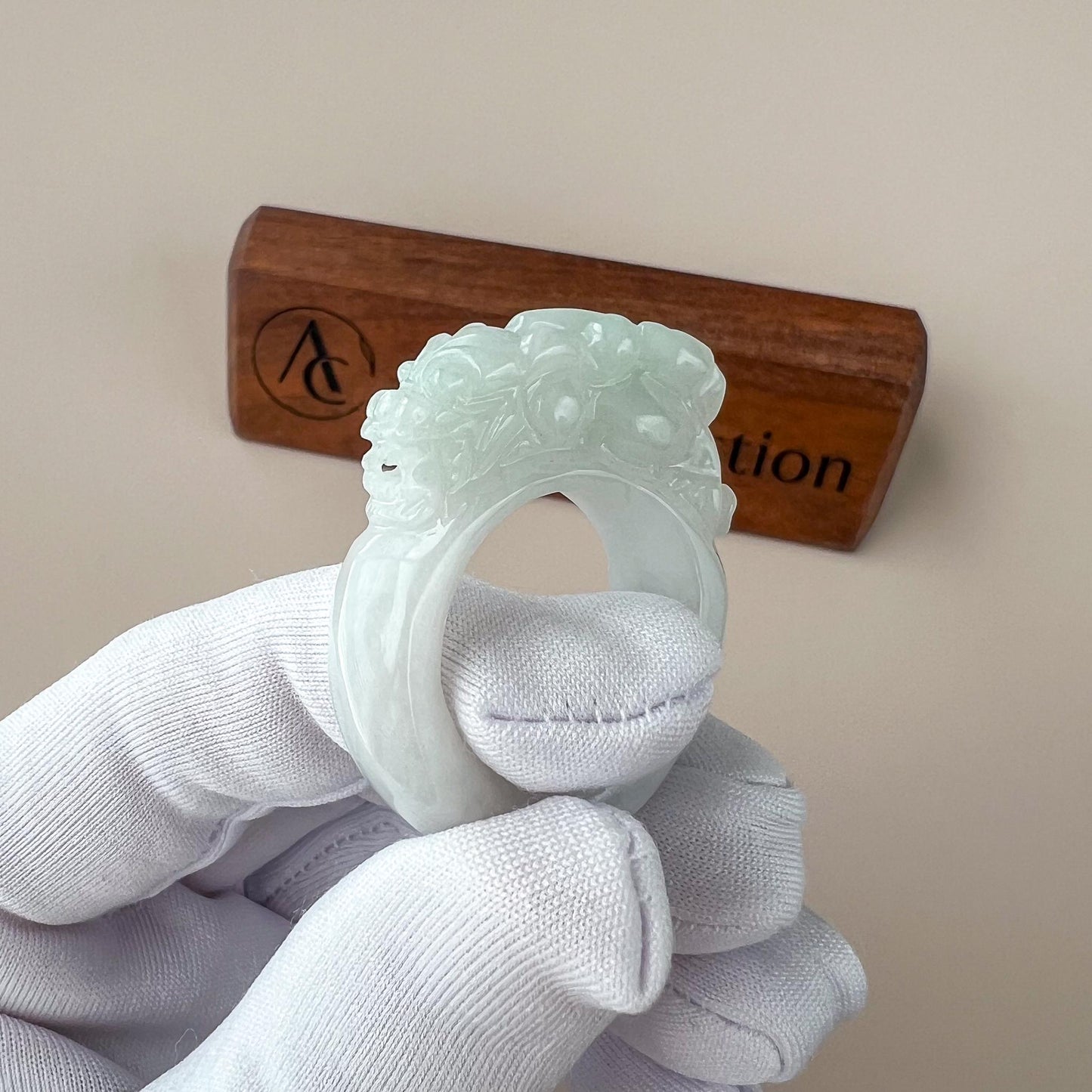 Pi Xiu Fortune Guardian Ring, US Size 10, Jadeite Jade Large Jade Ring, 貔貅, Thumb Ring, YGR-1123-1735865584