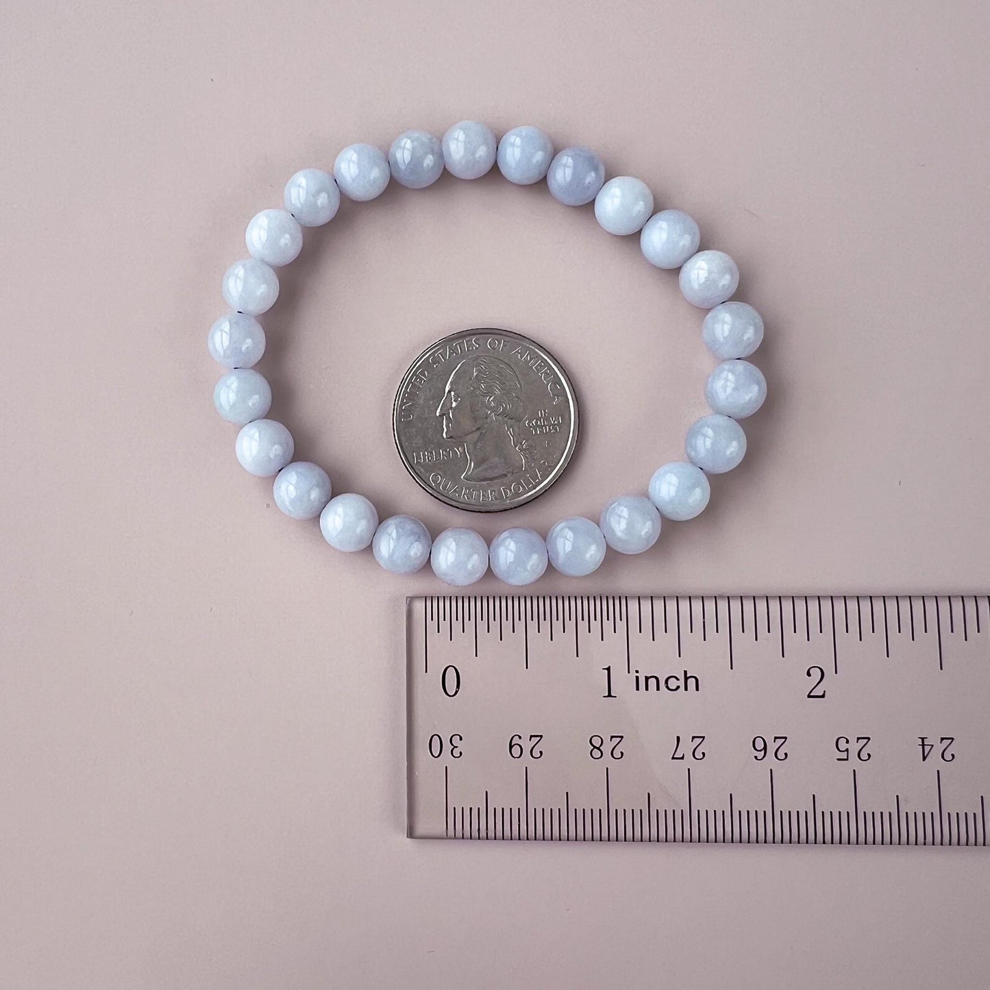 7.5 mm Jadeite Jade Lavender Purple Small Bracelet, LZG-0822-3334012