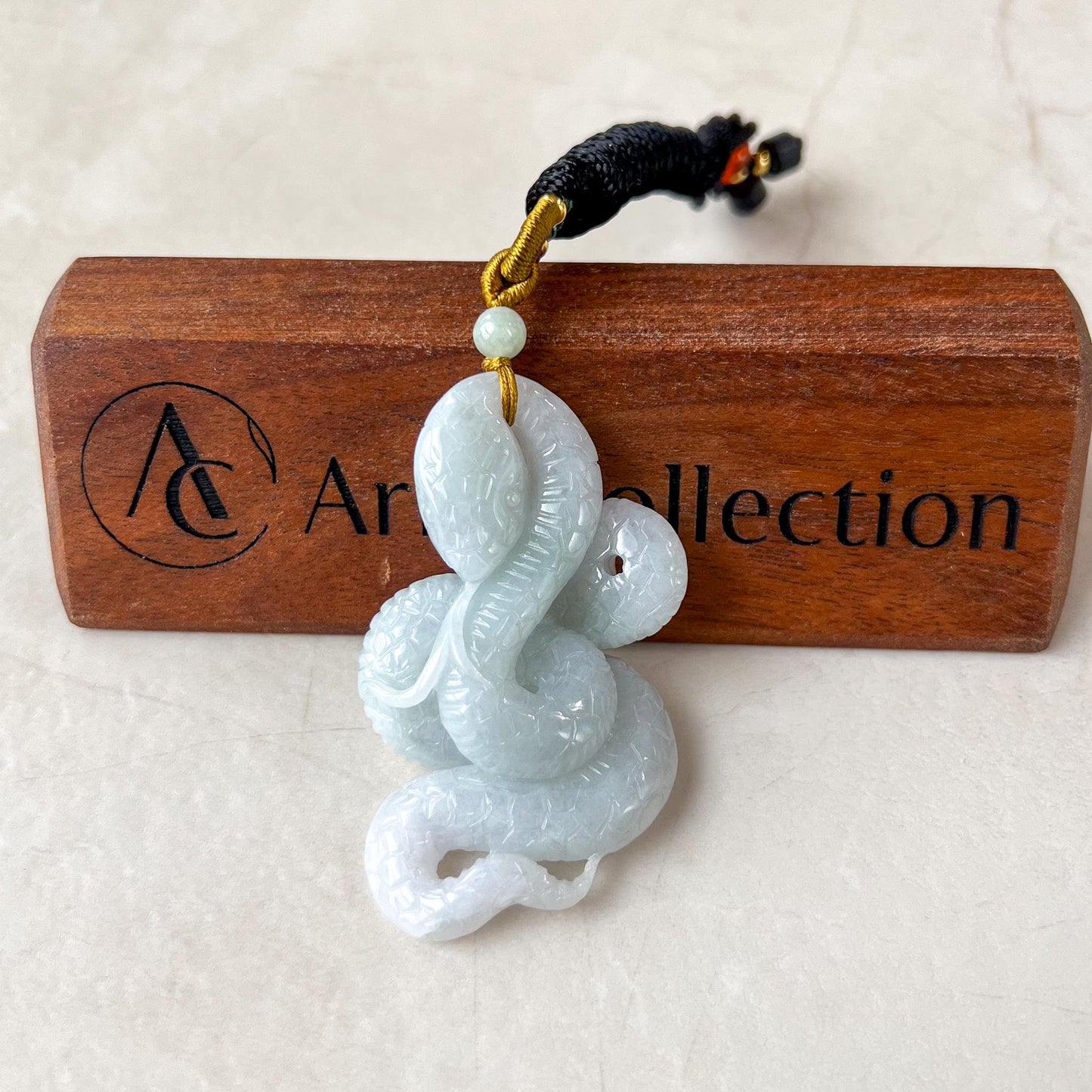 Infinity Snake Serpent Jade Pendant, Large 3D Hand Carved Jadeite Jade Pendant, BH-0224-0002268