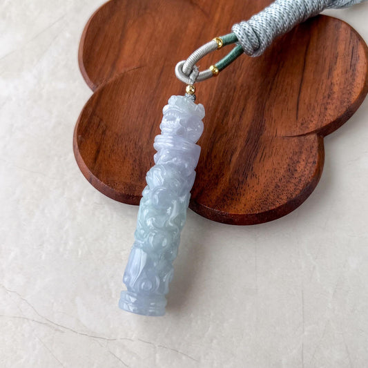 Lavender Purple Dragon Pillar Column Jade Pendant, Jadeite Jade Hand Carved Pendant Necklace, YGR-0823-1736734853